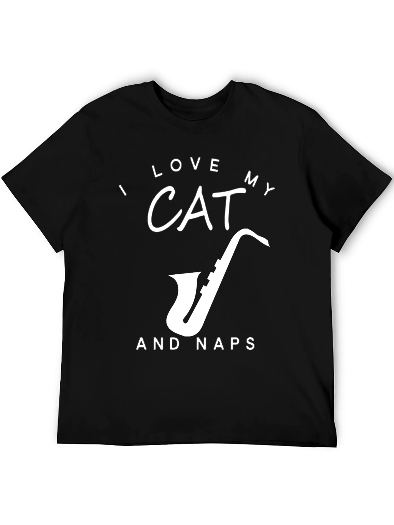 I Love My CAT and Naps T-Shirt - Black
