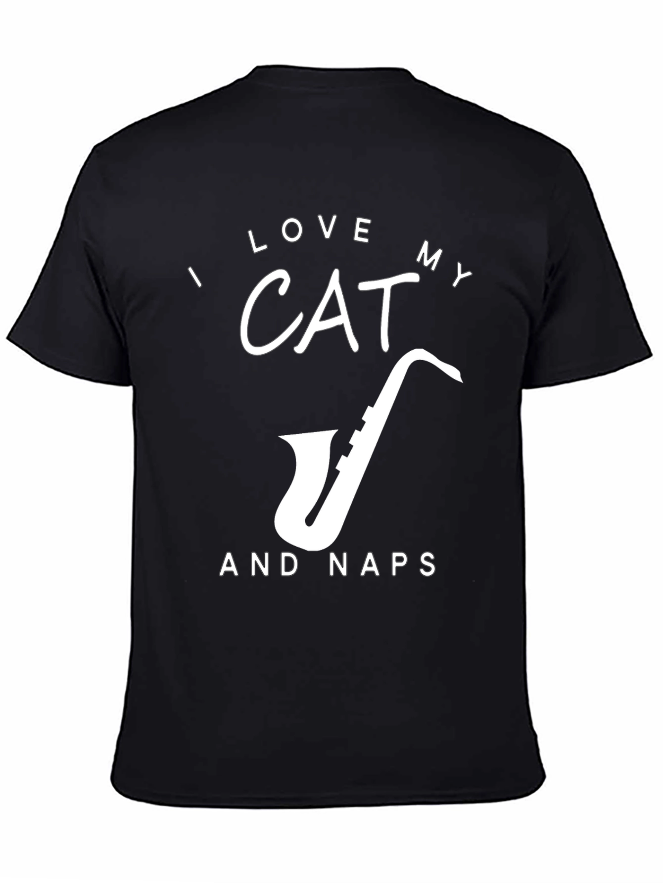 I Love My CAT and Naps T-Shirt - Black