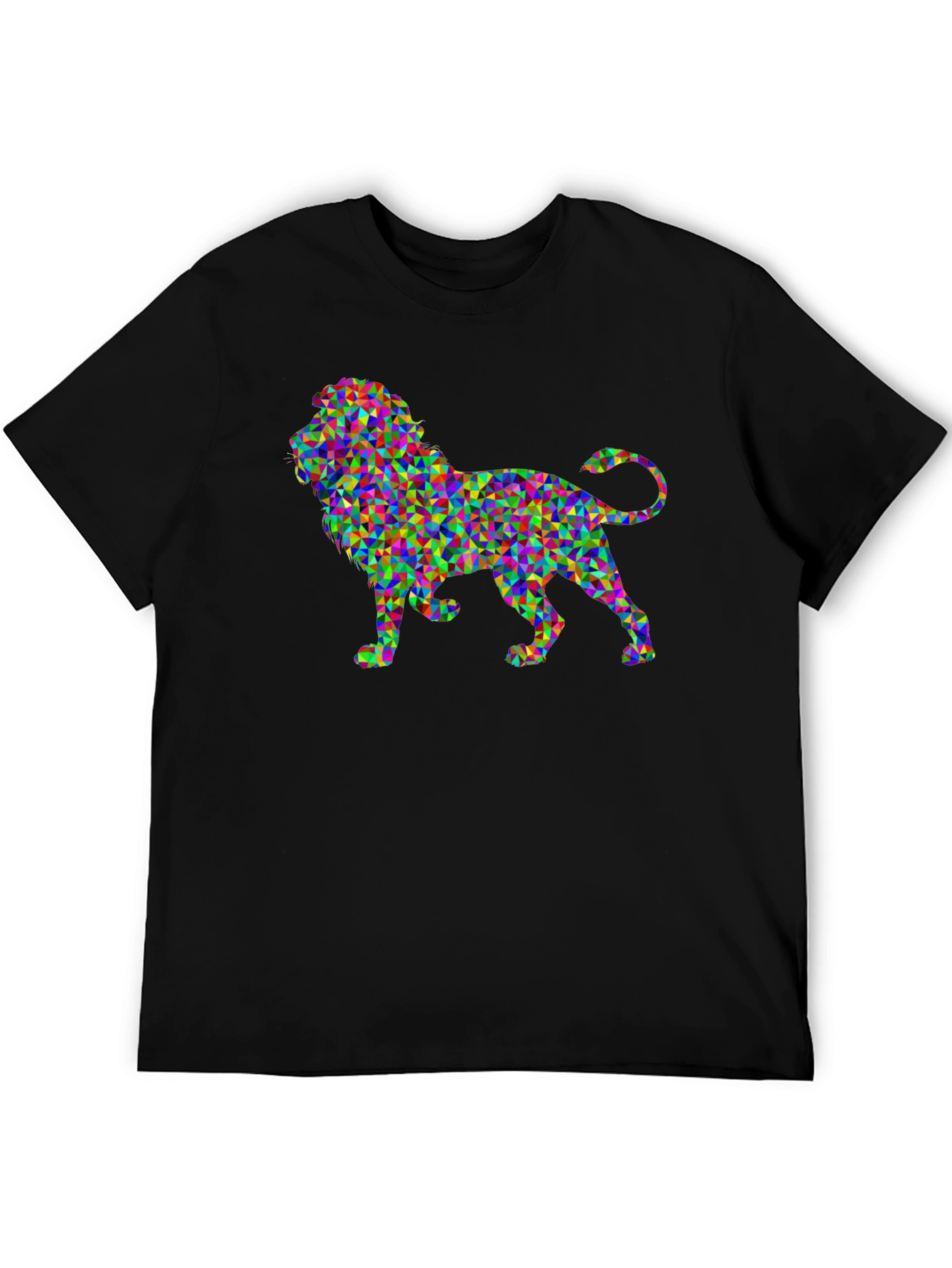 Abstract Geometric Lion Graphic T-Shirt