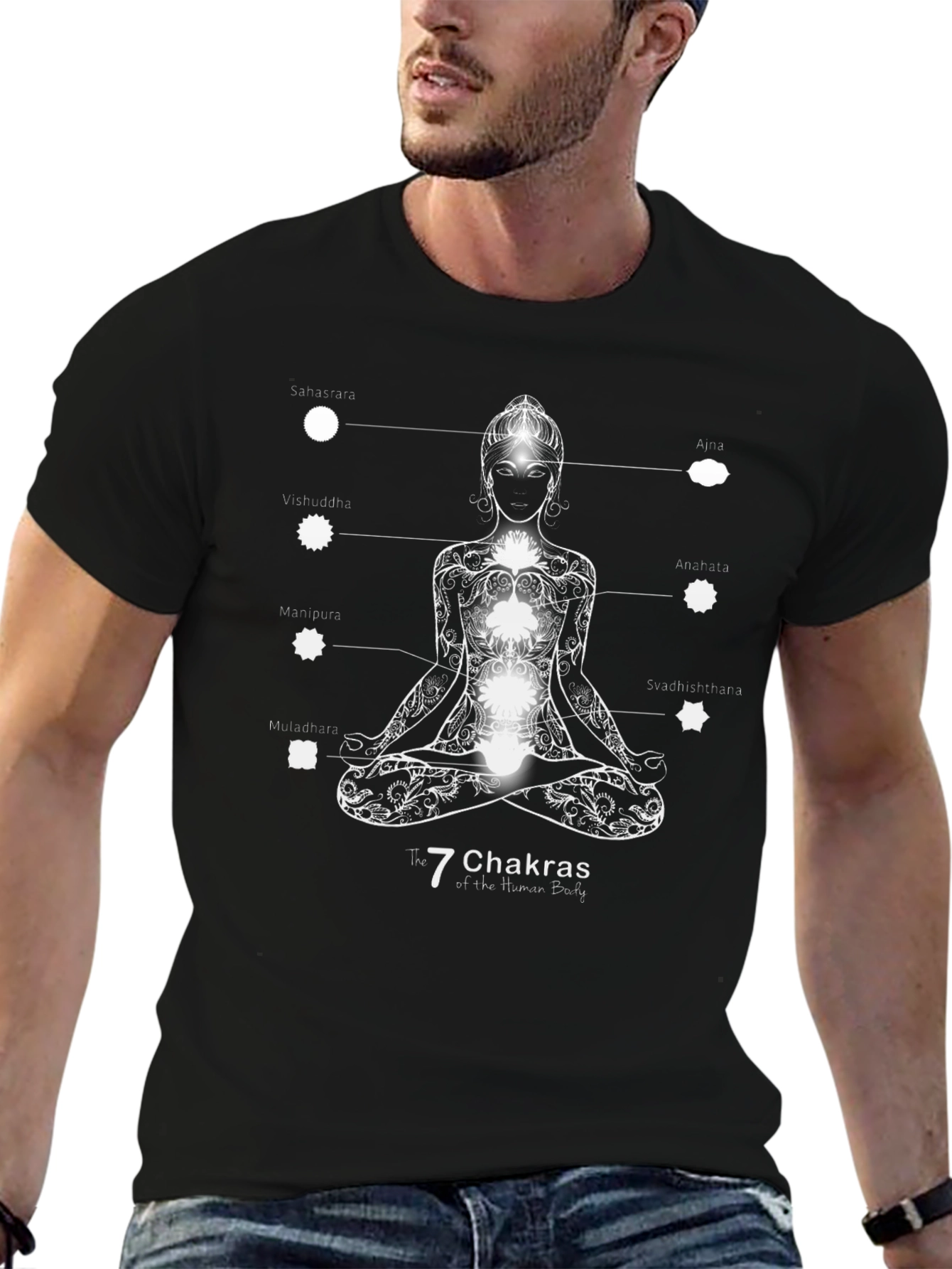 Chakra T-Shirt - Yoga Meditation Black Tee