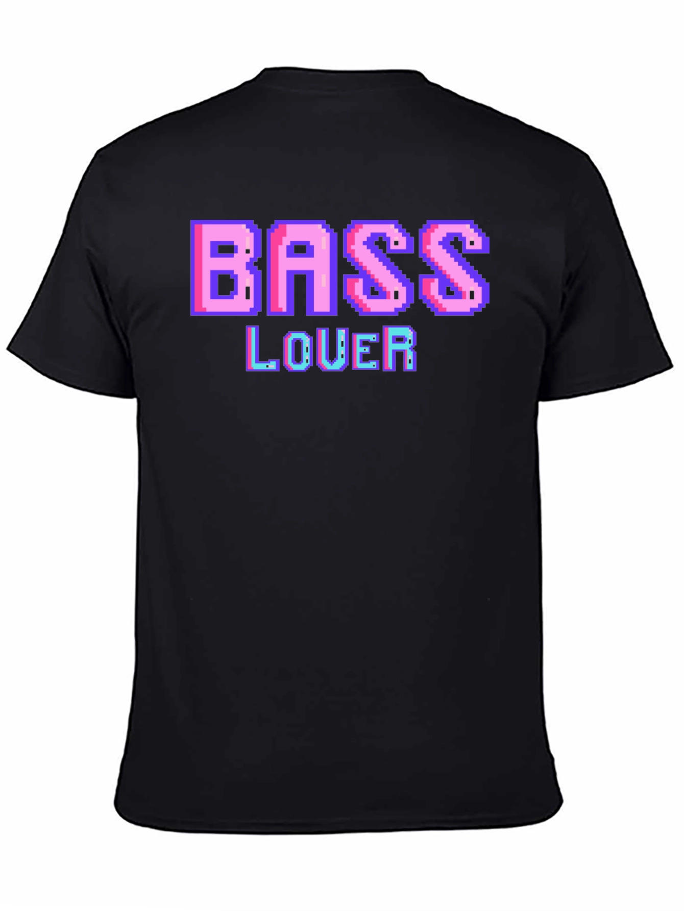 Retro Pixel Bass Lover Graphic Tee - Black