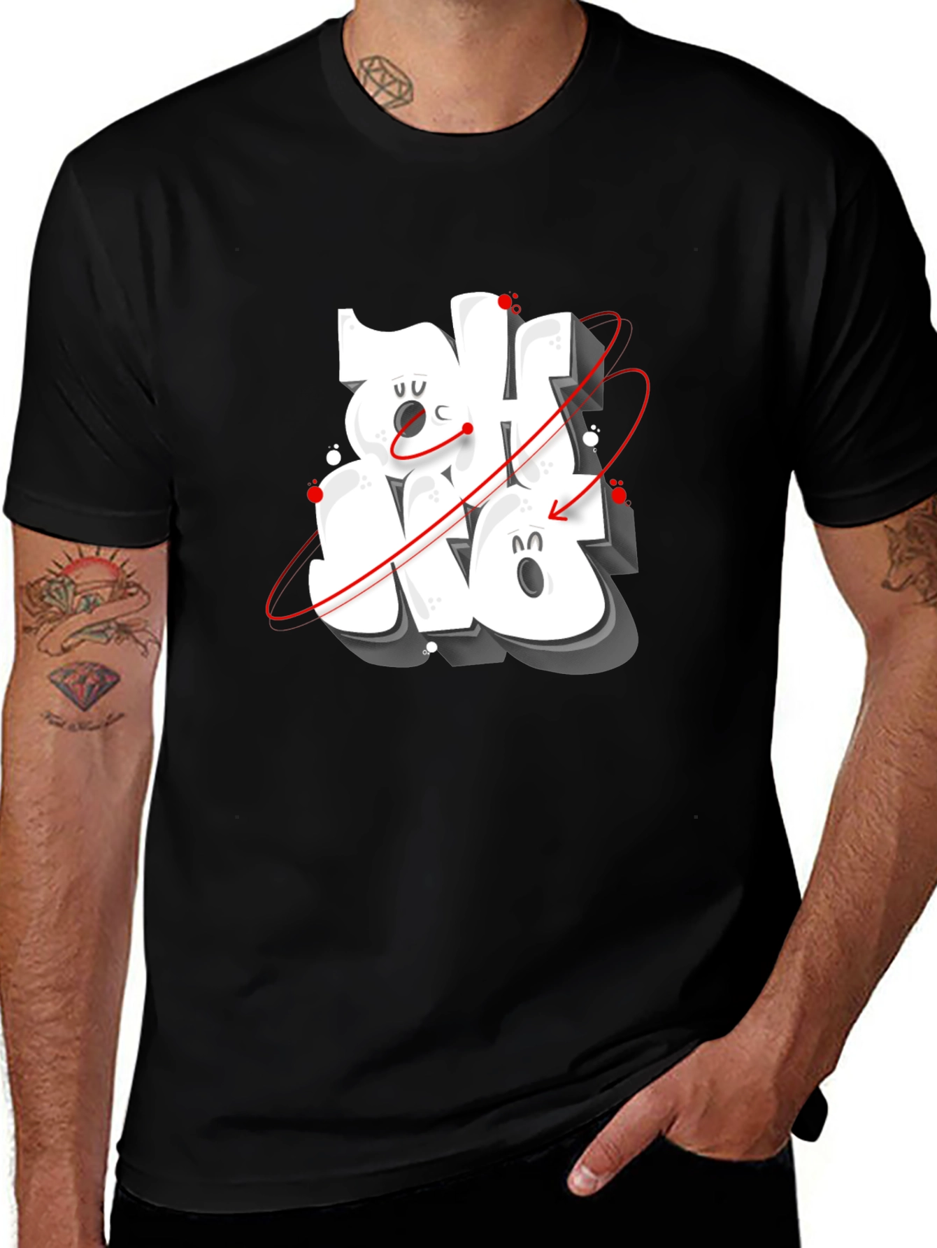 Cool Graphic Print Black T-Shirt