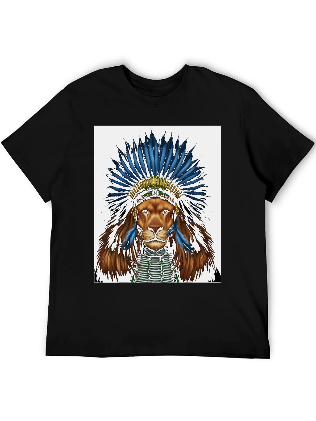 Lion Headdress Graphic Tee - Black