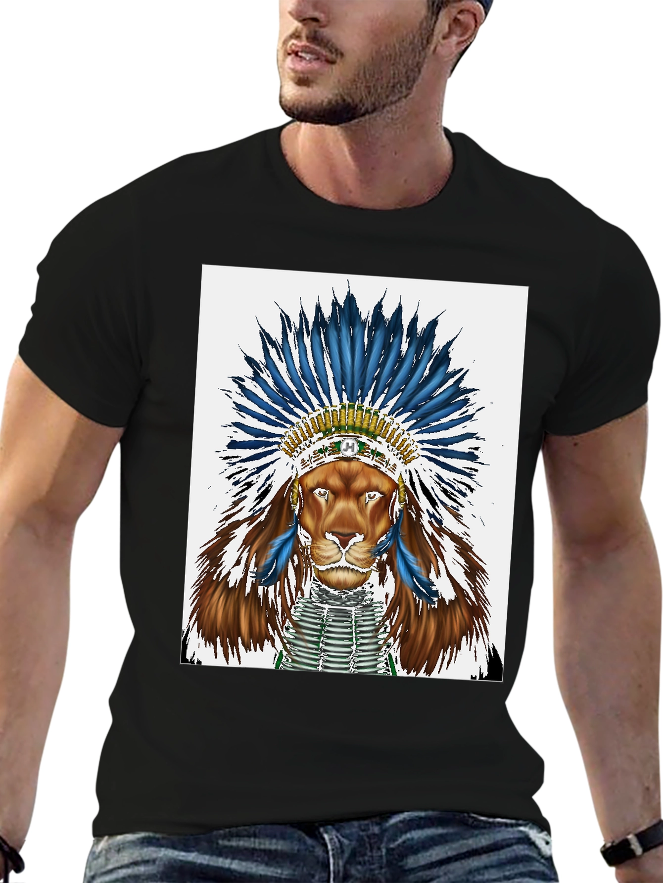 Lion Headdress Graphic Tee - Black