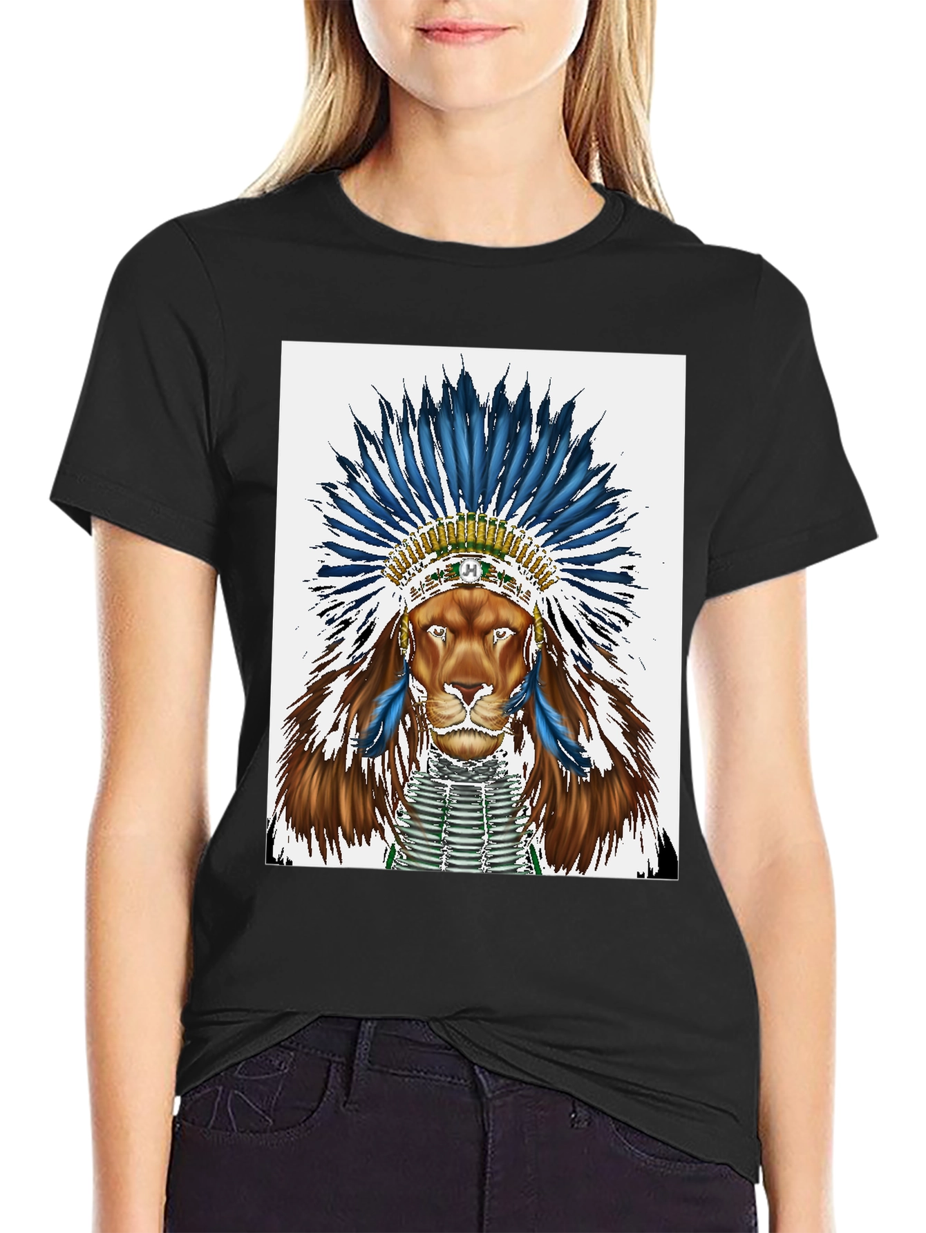 Lion Headdress Graphic Tee - Black