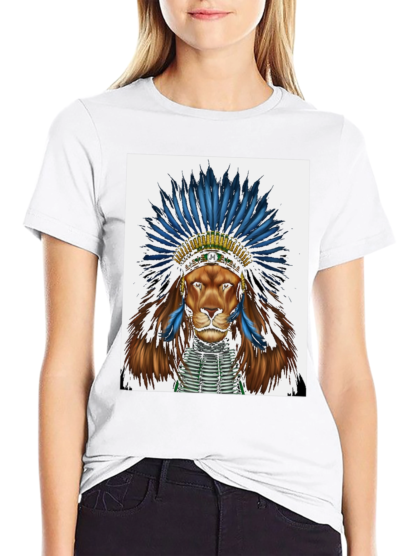 Lion Headdress Graphic Tee - Black