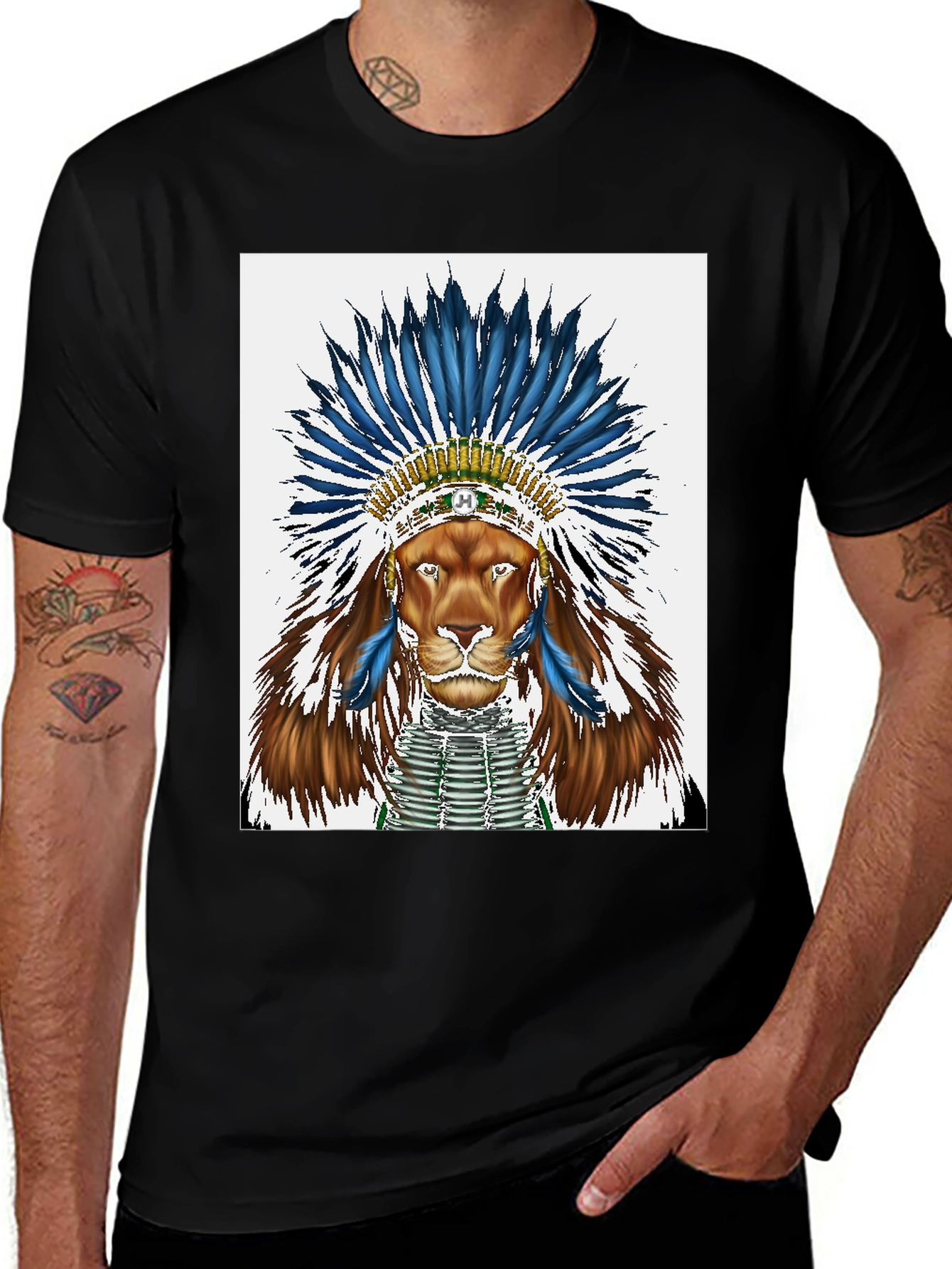 Lion Headdress Graphic Tee - Black