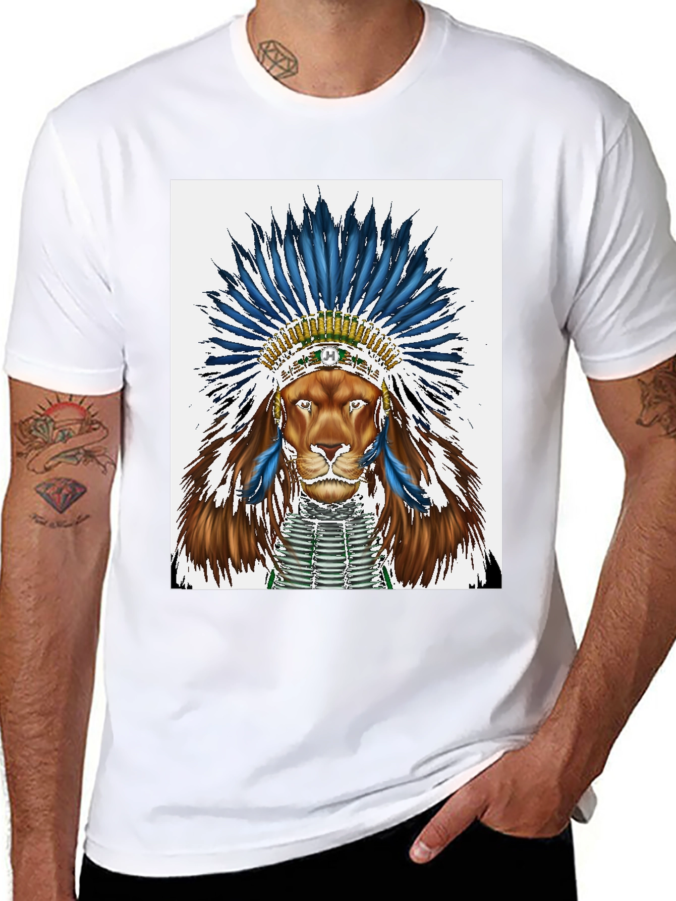 Lion Headdress Graphic Tee - Black
