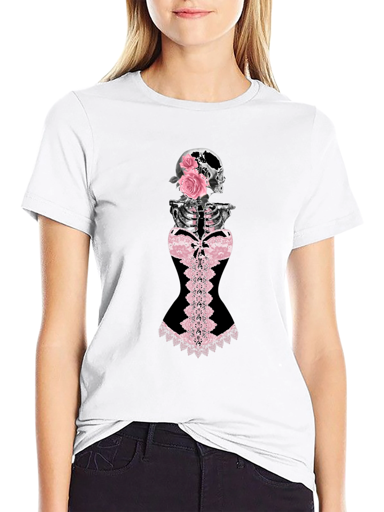 Skull & Roses Corset Graphic Tee