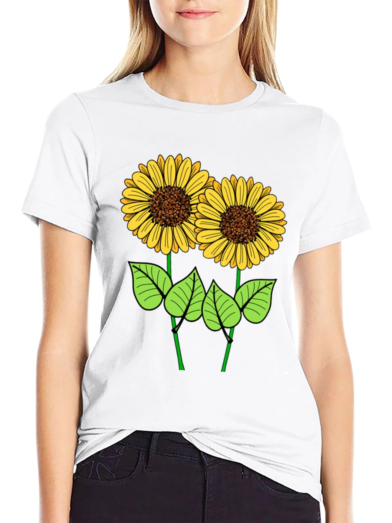Sunflower Graphic Tee - Black Cotton T-Shirt