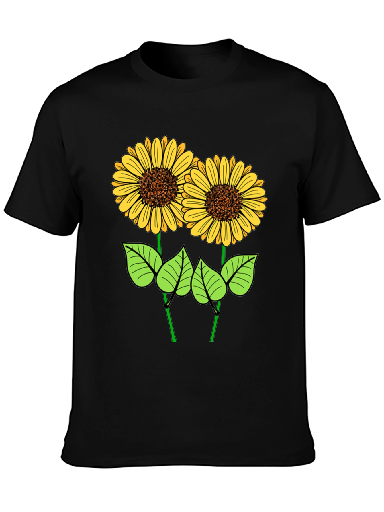 Sunflower Graphic Tee - Black Cotton T-Shirt