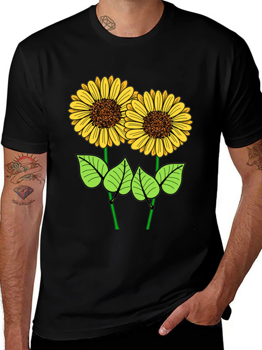 Sunflower Graphic Tee - Black Cotton T-Shirt