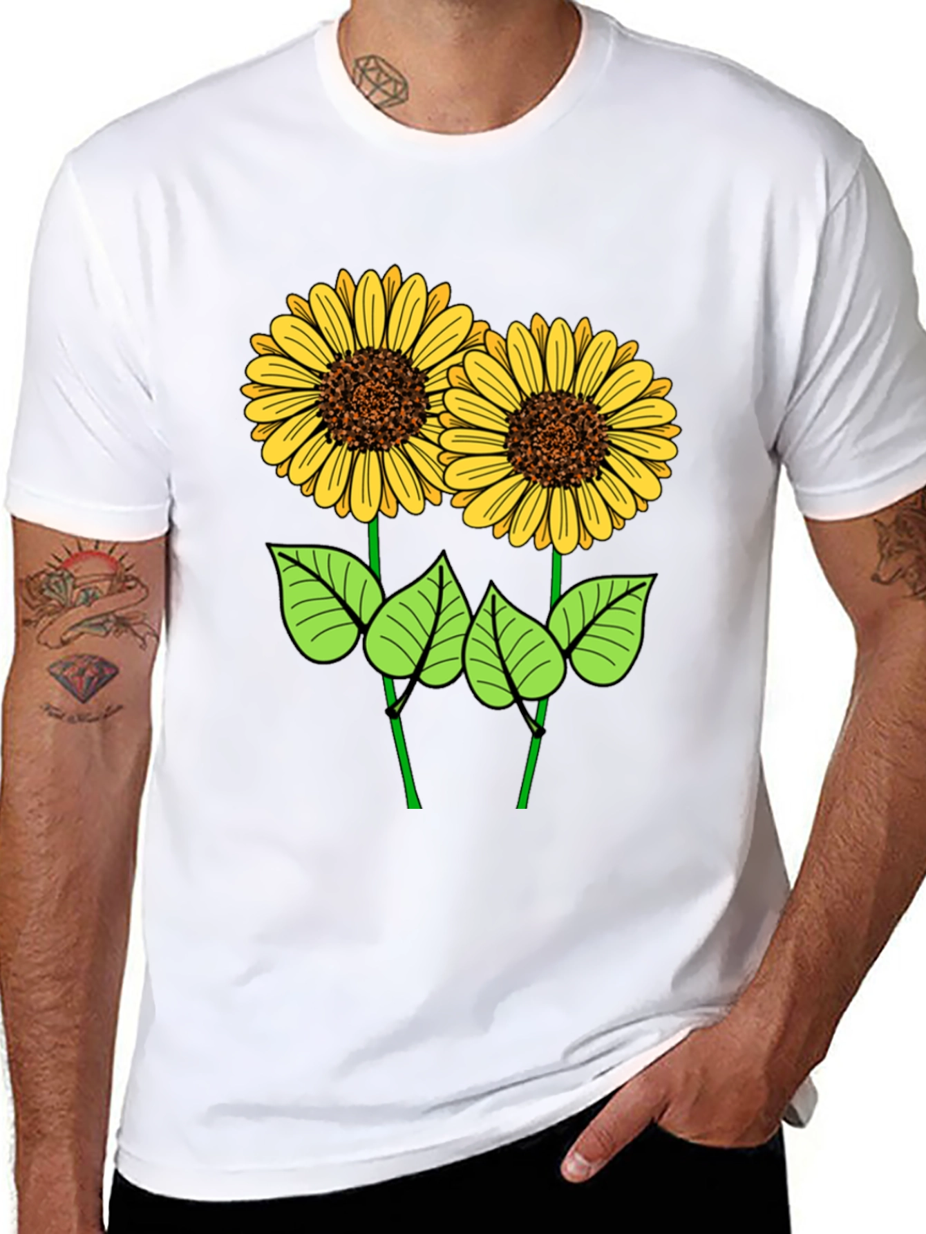 Sunflower Graphic Tee - Black Cotton T-Shirt