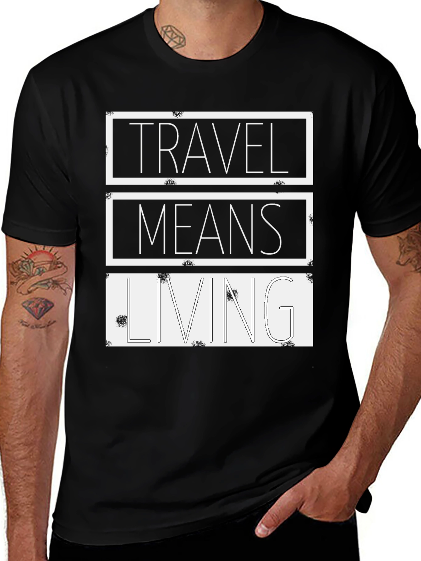 Travel Means Living Black Graphic Tee