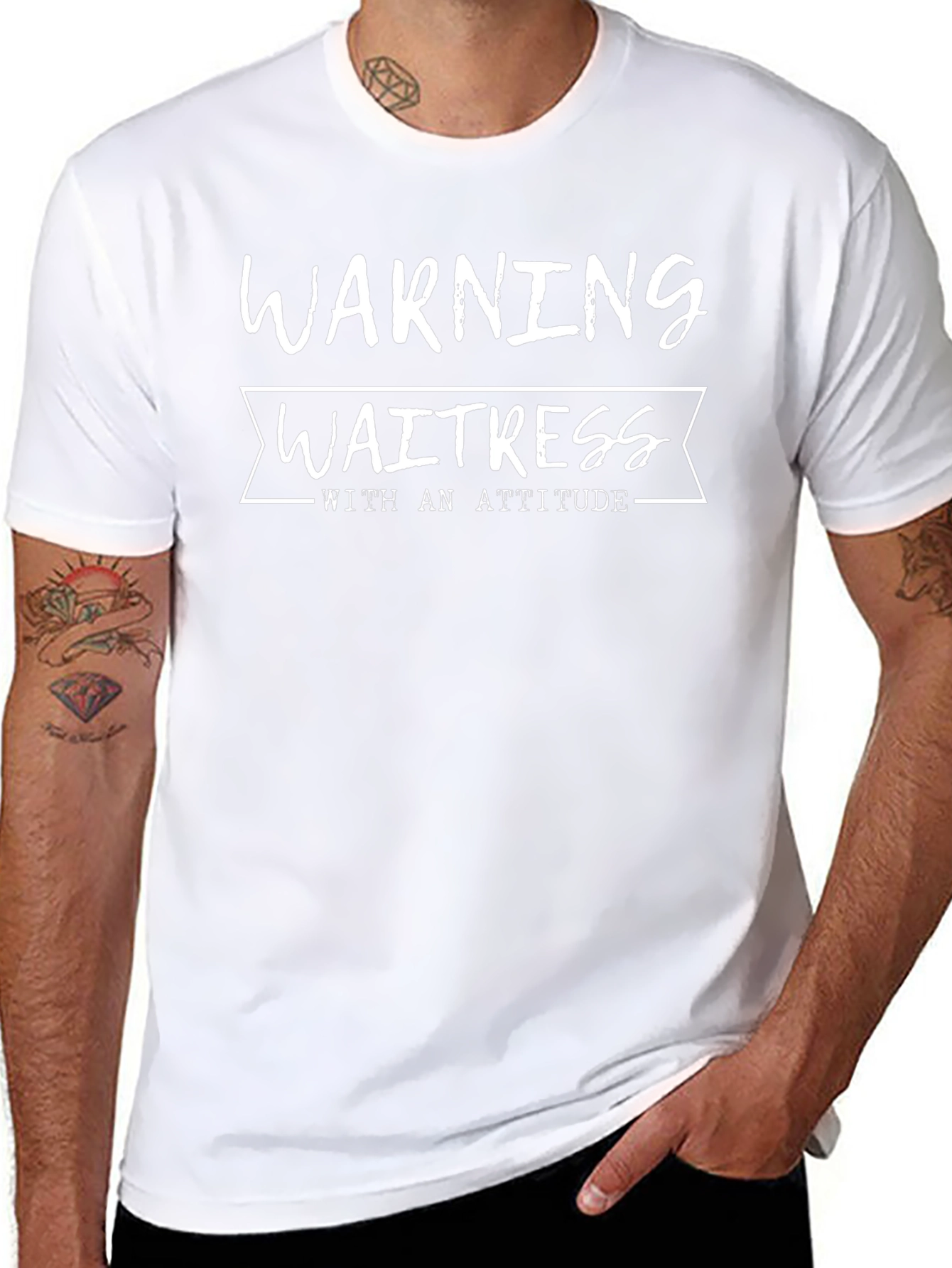 Warning Waitress with Attitude T-Shirt