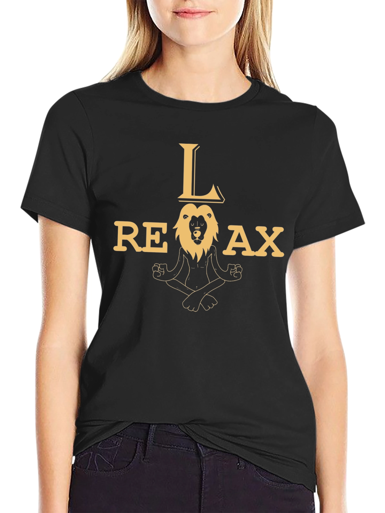 Relax Lion Black Graphic T-Shirt