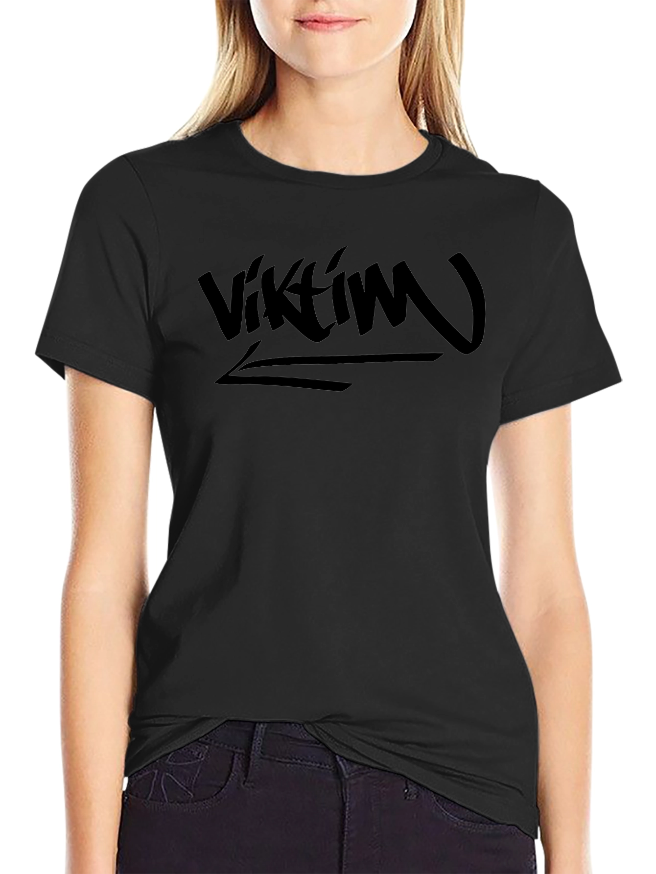 Viktím Black Graphic Tee - Trendy Streetwear