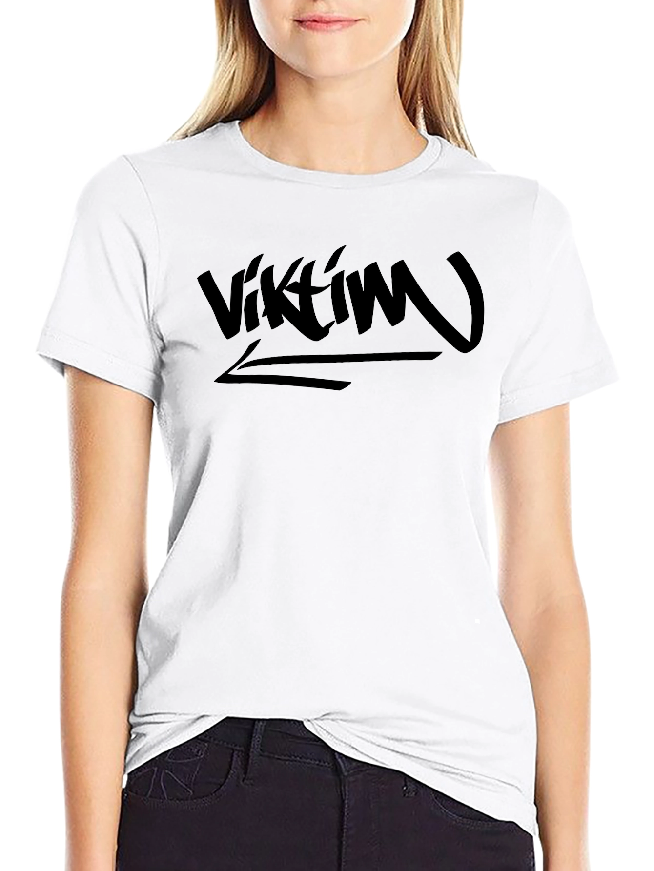 Viktím Black Graphic Tee - Trendy Streetwear