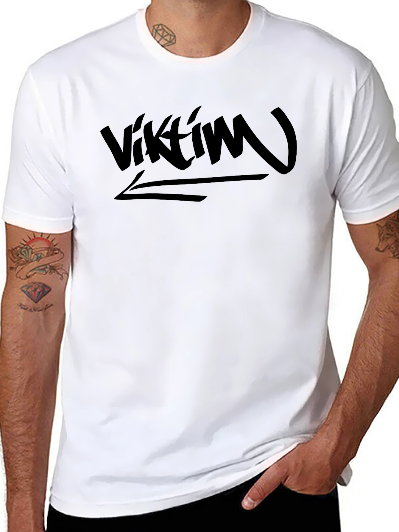 Viktím Black Graphic Tee - Trendy Streetwear