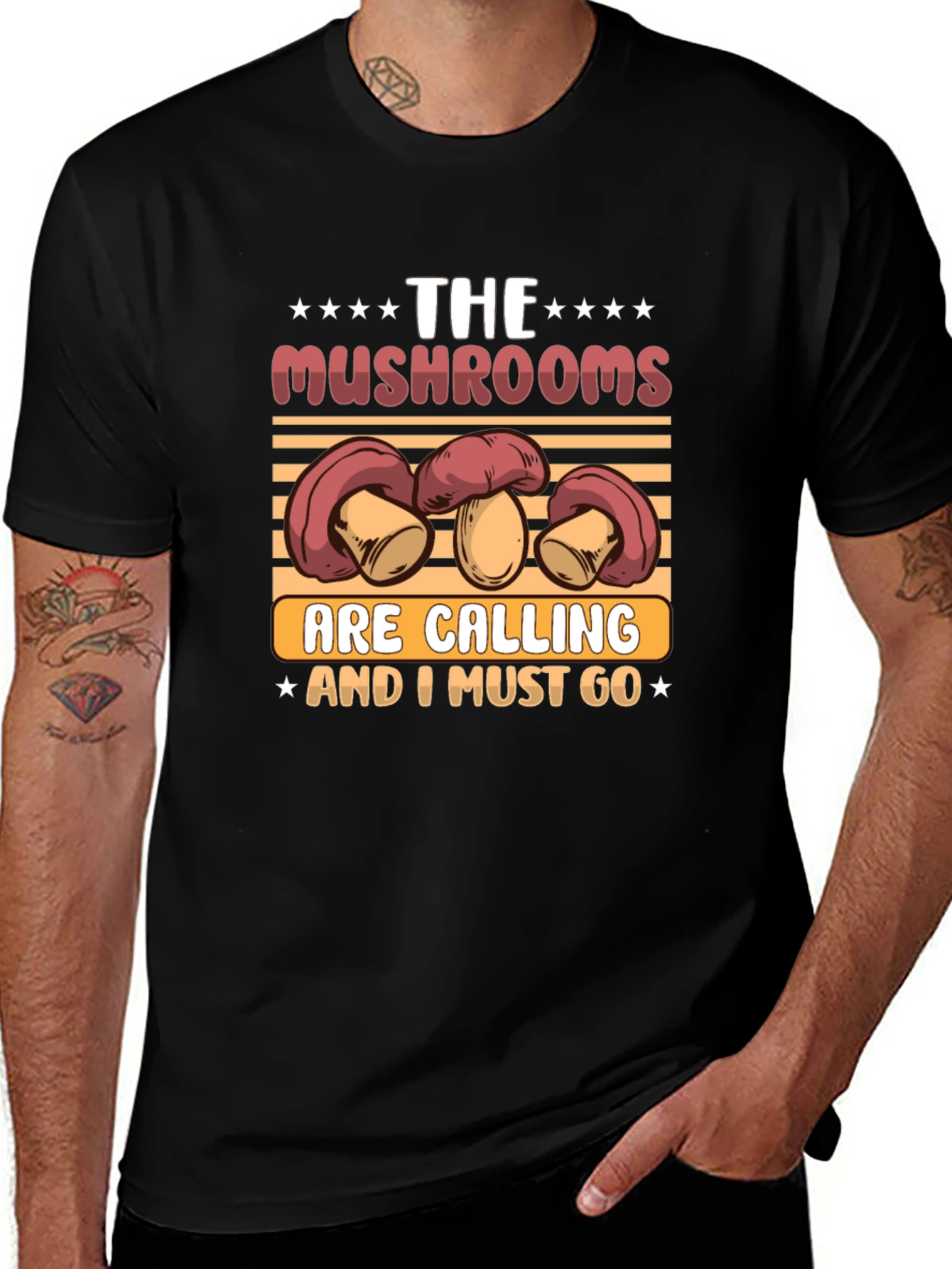Mushroom Calling Black Tee