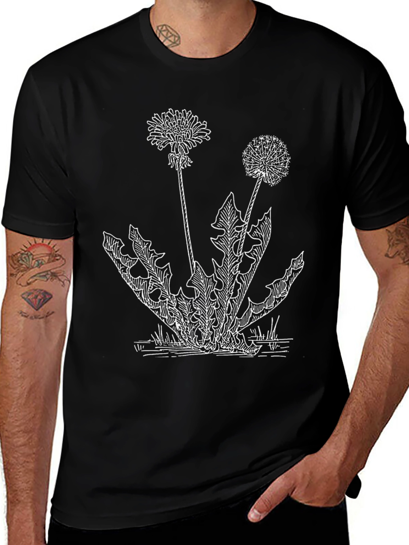 Dandelion Sketch Tee - Botanical Graphic Print Shirt
