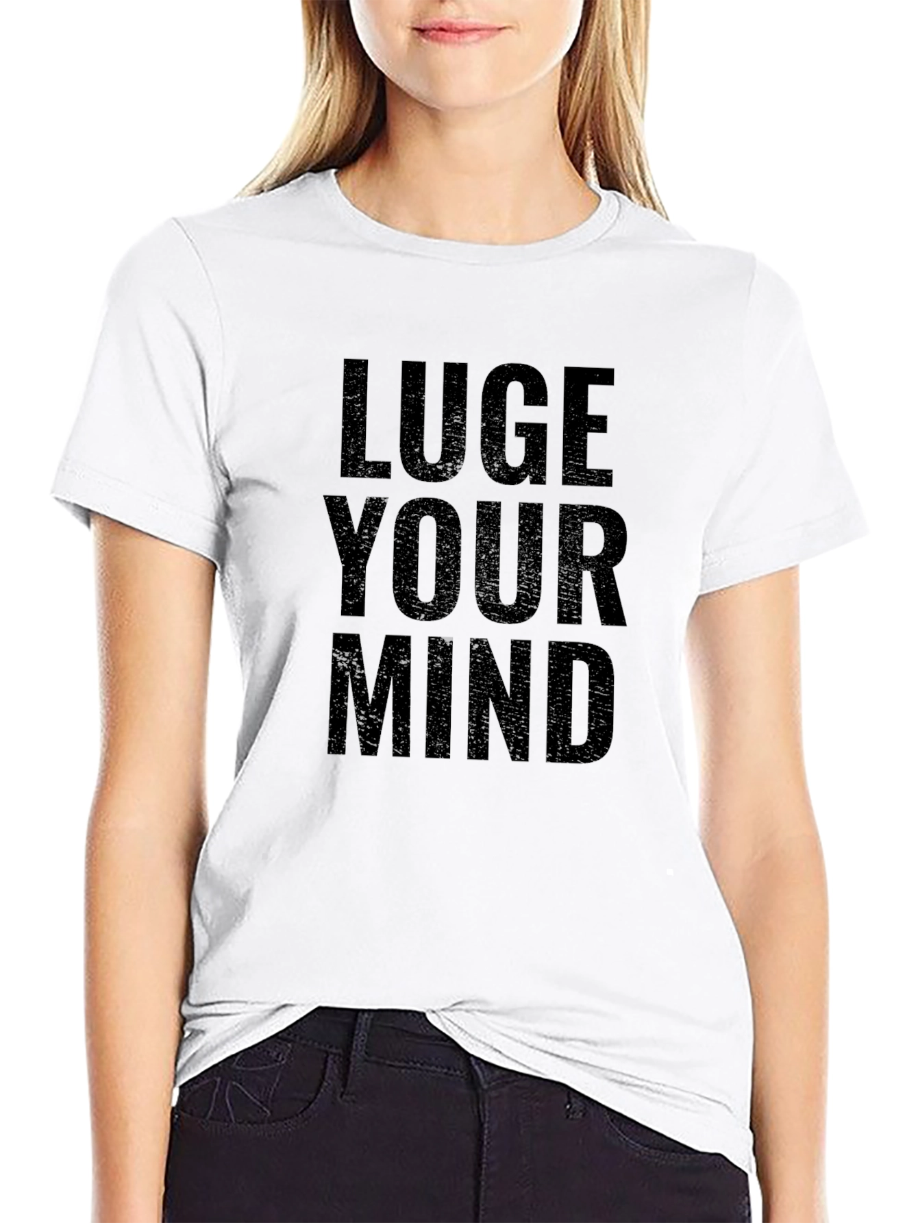 Luge Your Mind Graphic Tee - Black Cotton T-Shirt