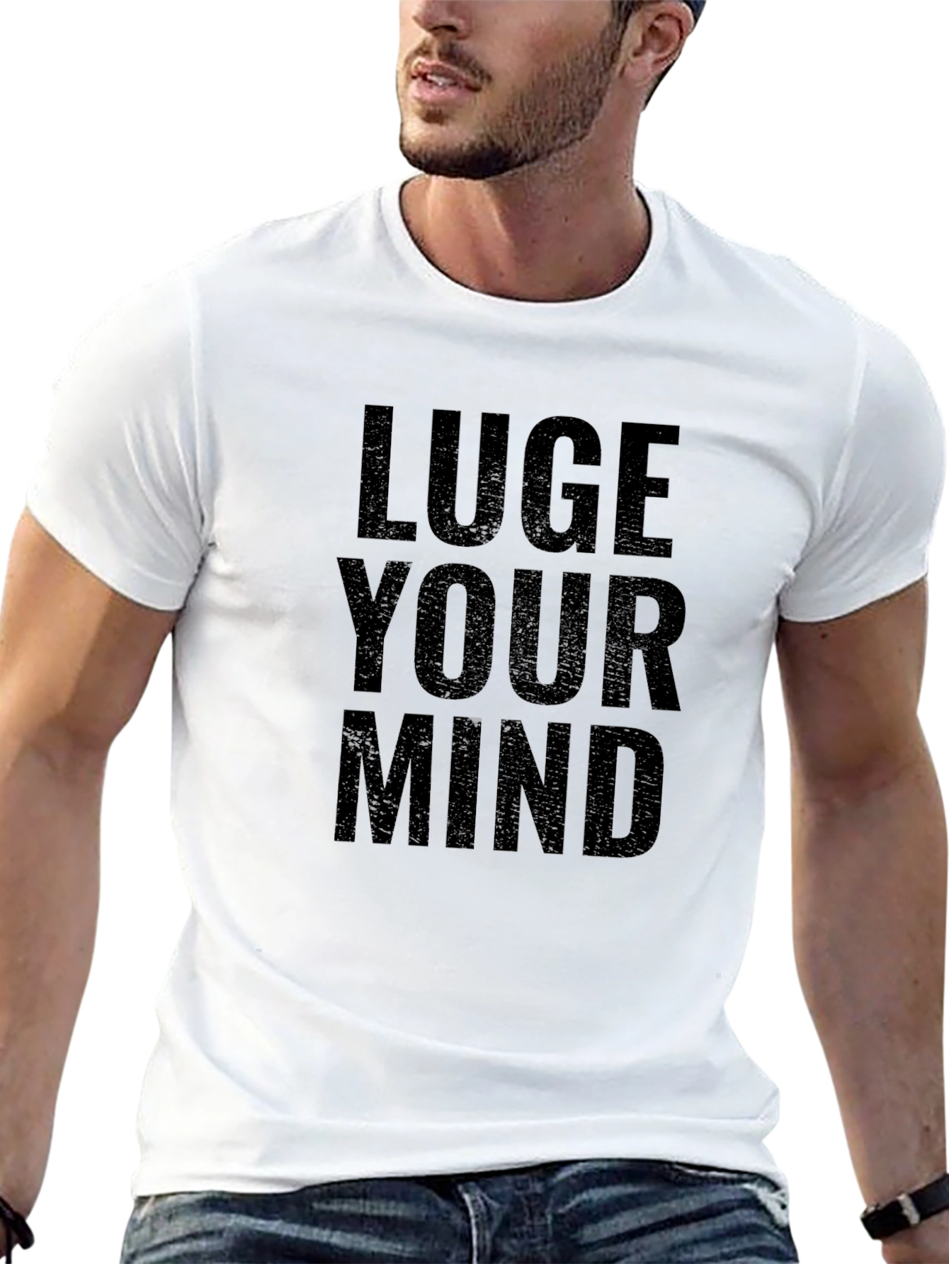 Luge Your Mind Graphic Tee - Black Cotton T-Shirt