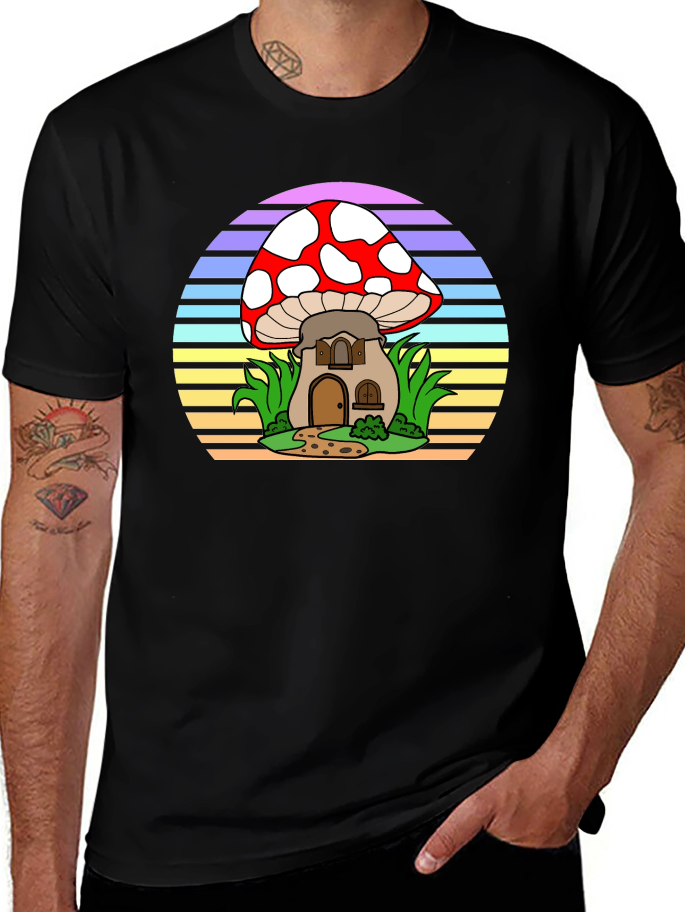 Mushroom House Tee - Retro Style Graphic T-Shirt