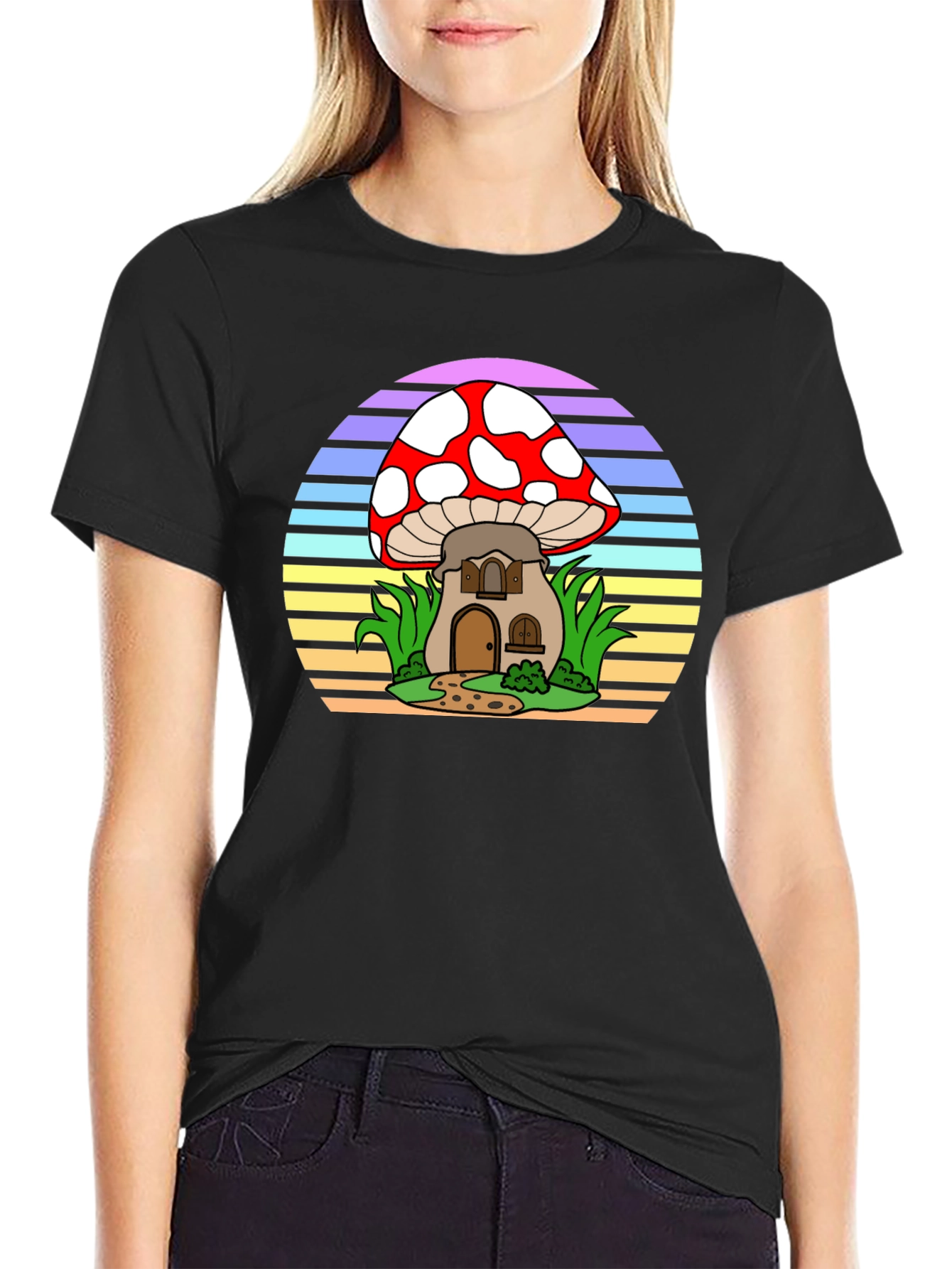 Mushroom House Tee - Retro Style Graphic T-Shirt