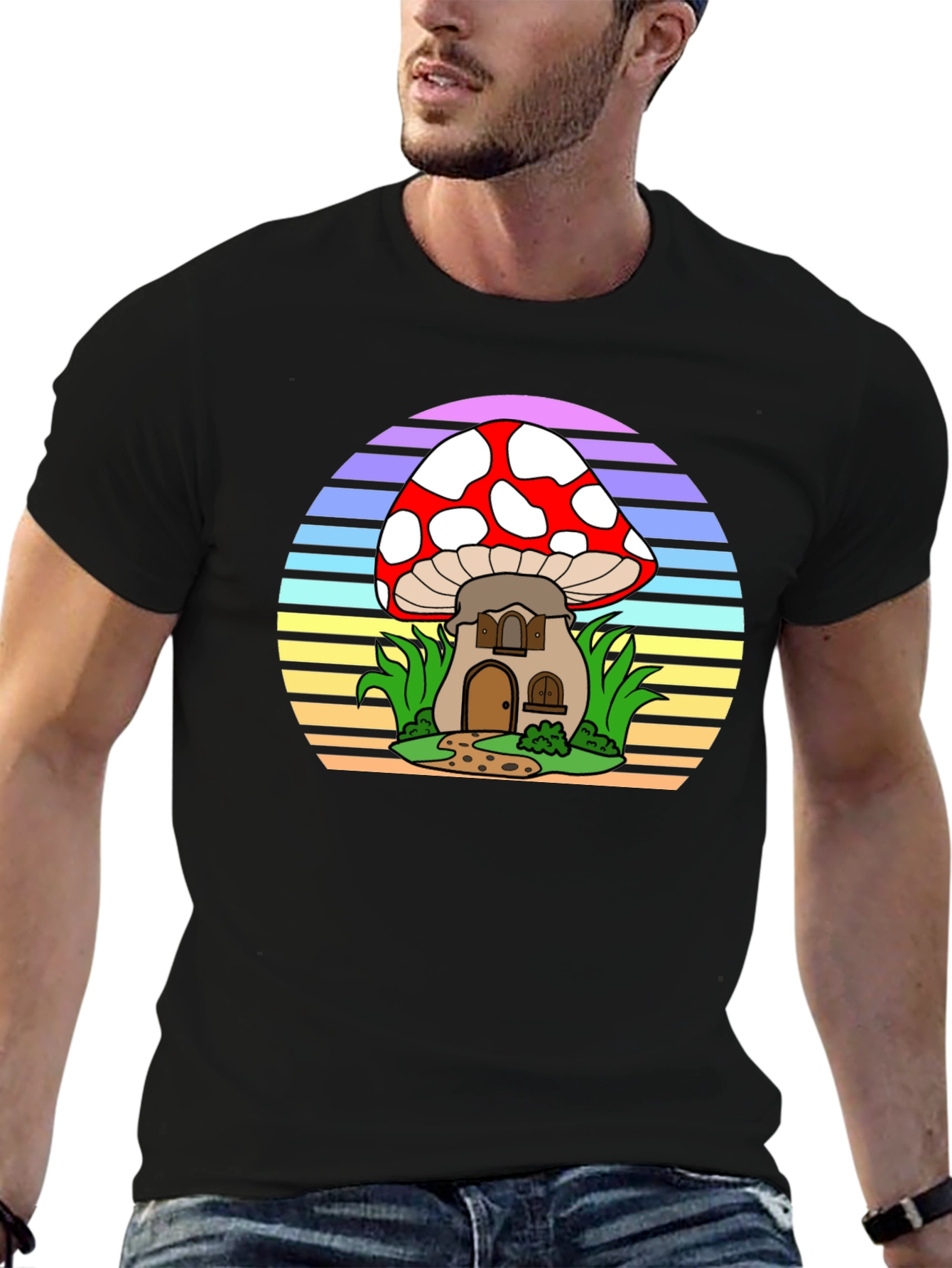 Mushroom House Tee - Retro Style Graphic T-Shirt