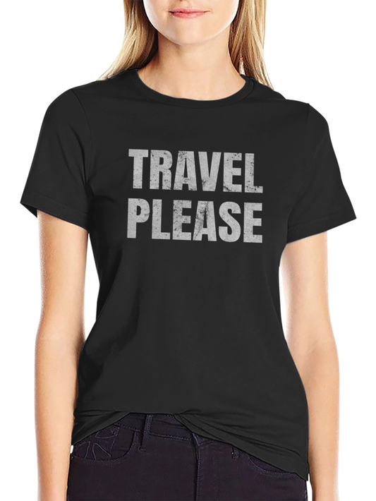Travel Please Graphic Tee - Black Cotton Blend Shirt
