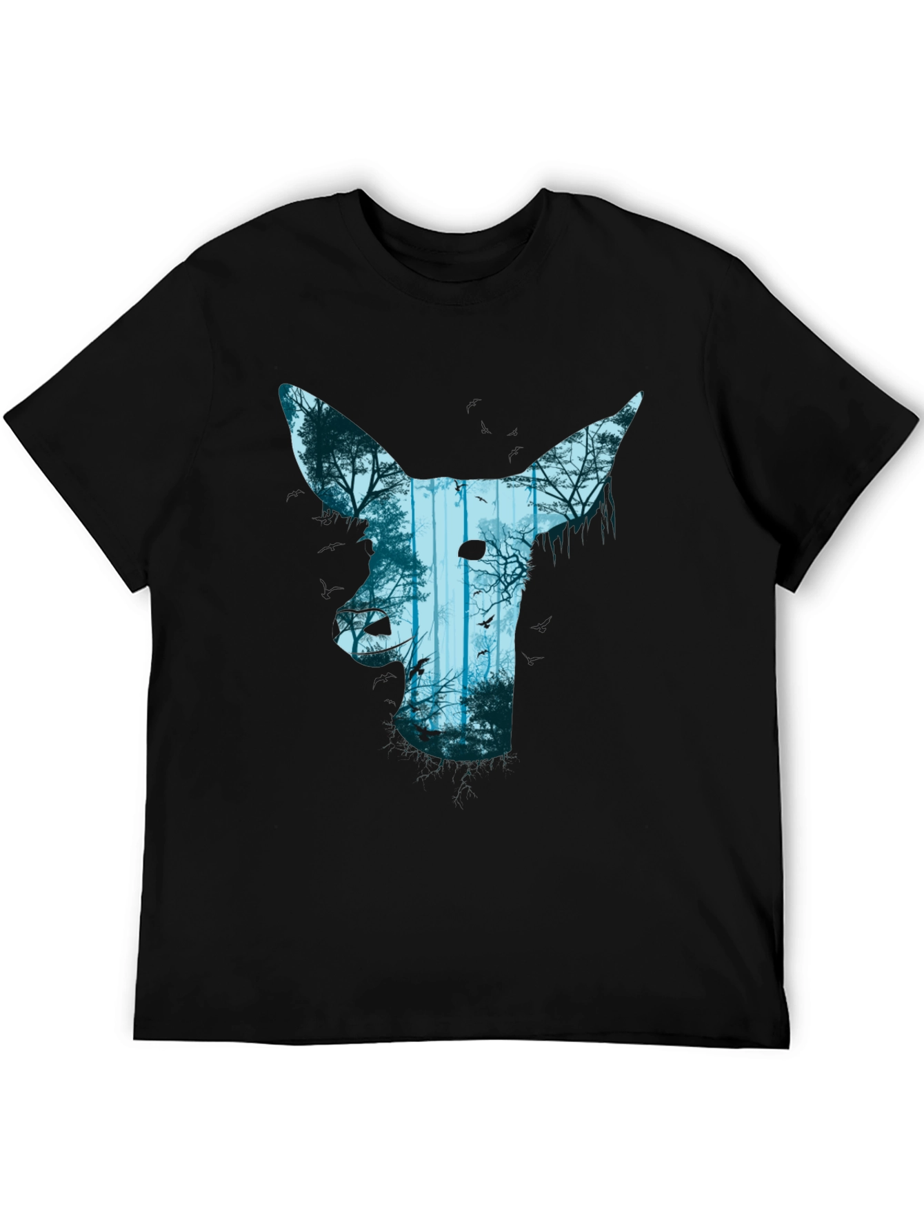 Nature Deer Graphic Black T-Shirt