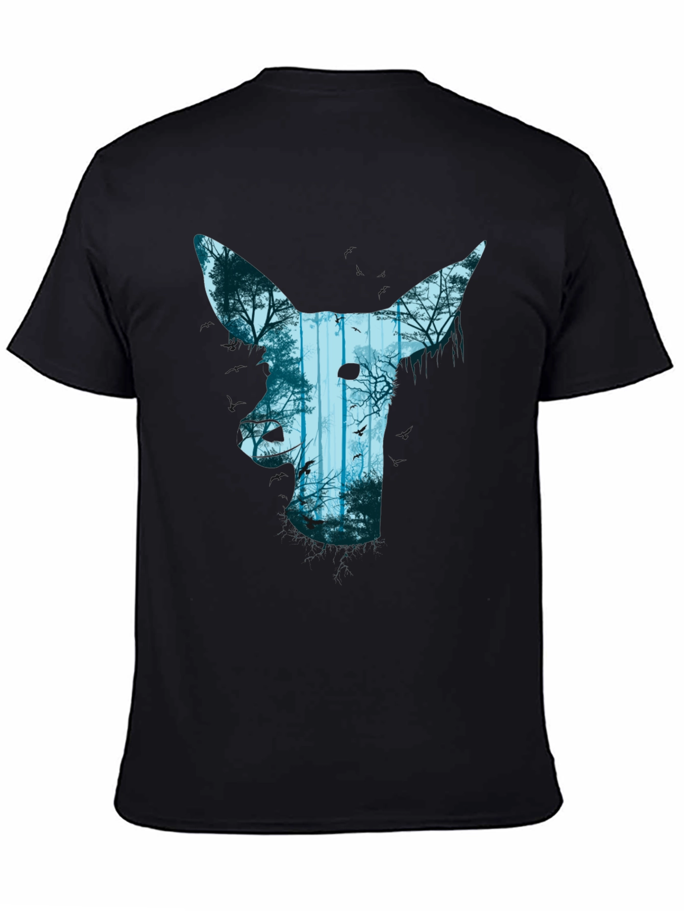 Nature Deer Graphic Black T-Shirt