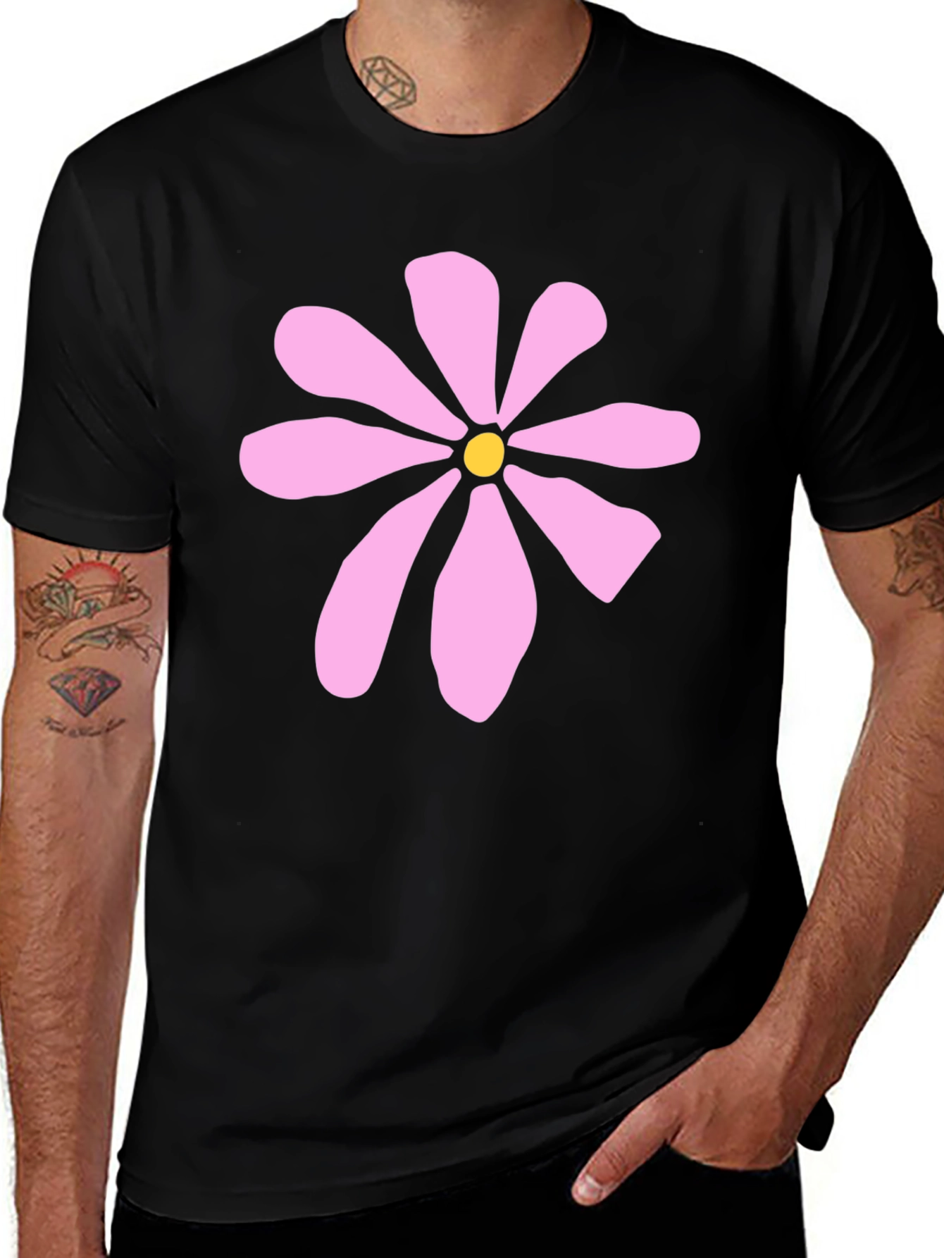 Retro Flower Power T-Shirt - Black