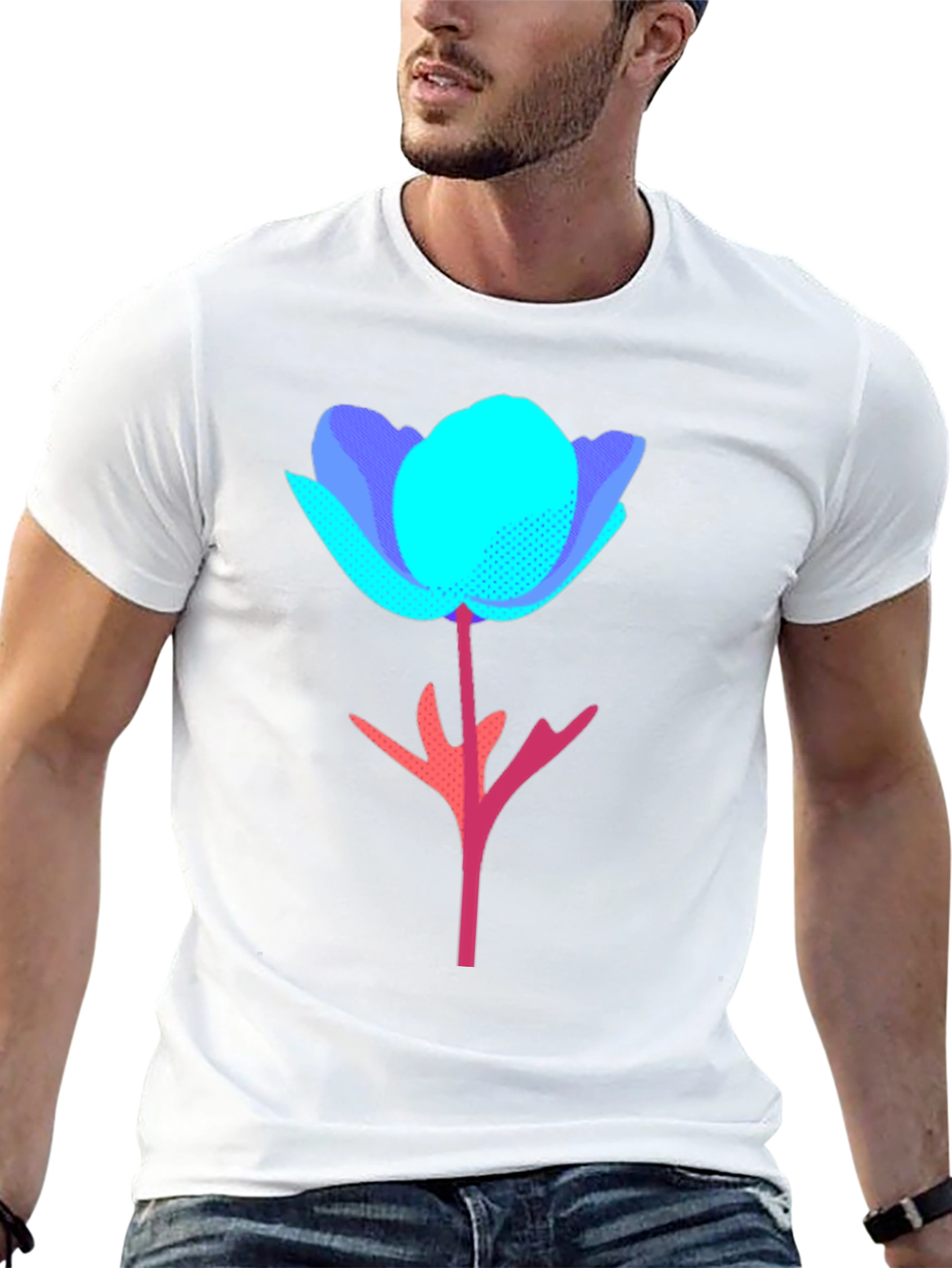 Abstract Floral Graphic Tee - Modern Design T-Shirt