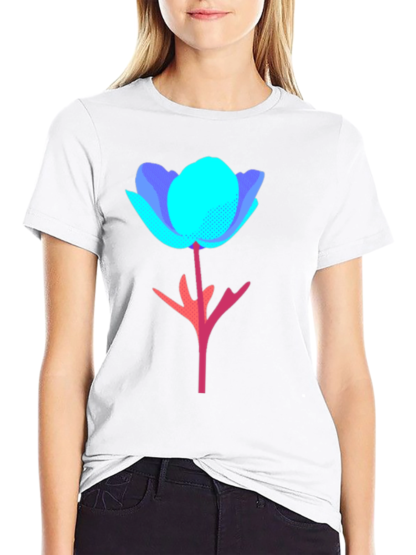 Abstract Floral Graphic Tee - Modern Design T-Shirt