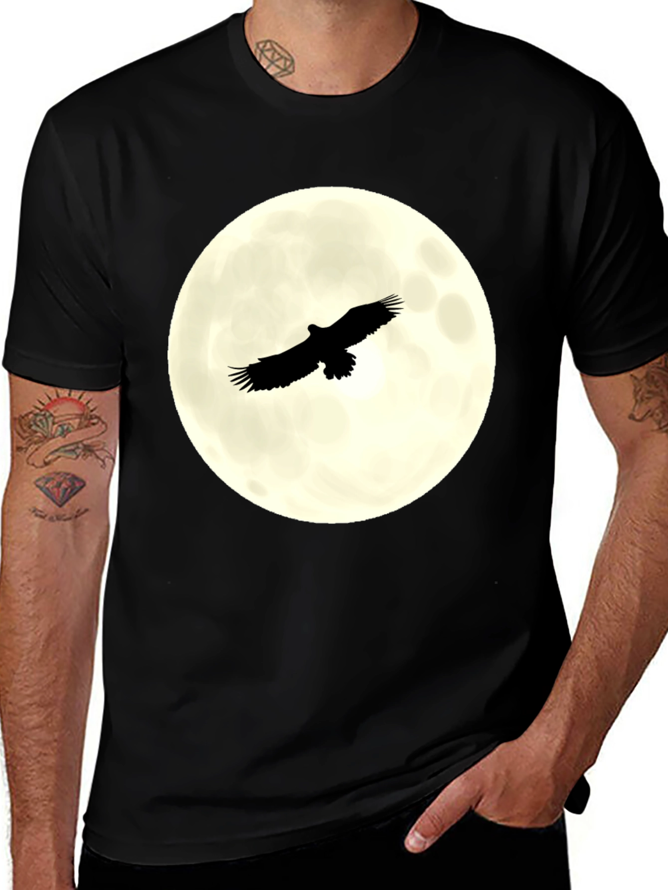Eagle Moon Graphic T-Shirt - Black
