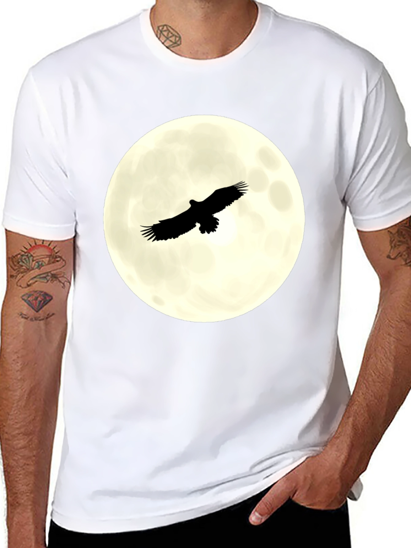 Eagle Moon Graphic T-Shirt - Black