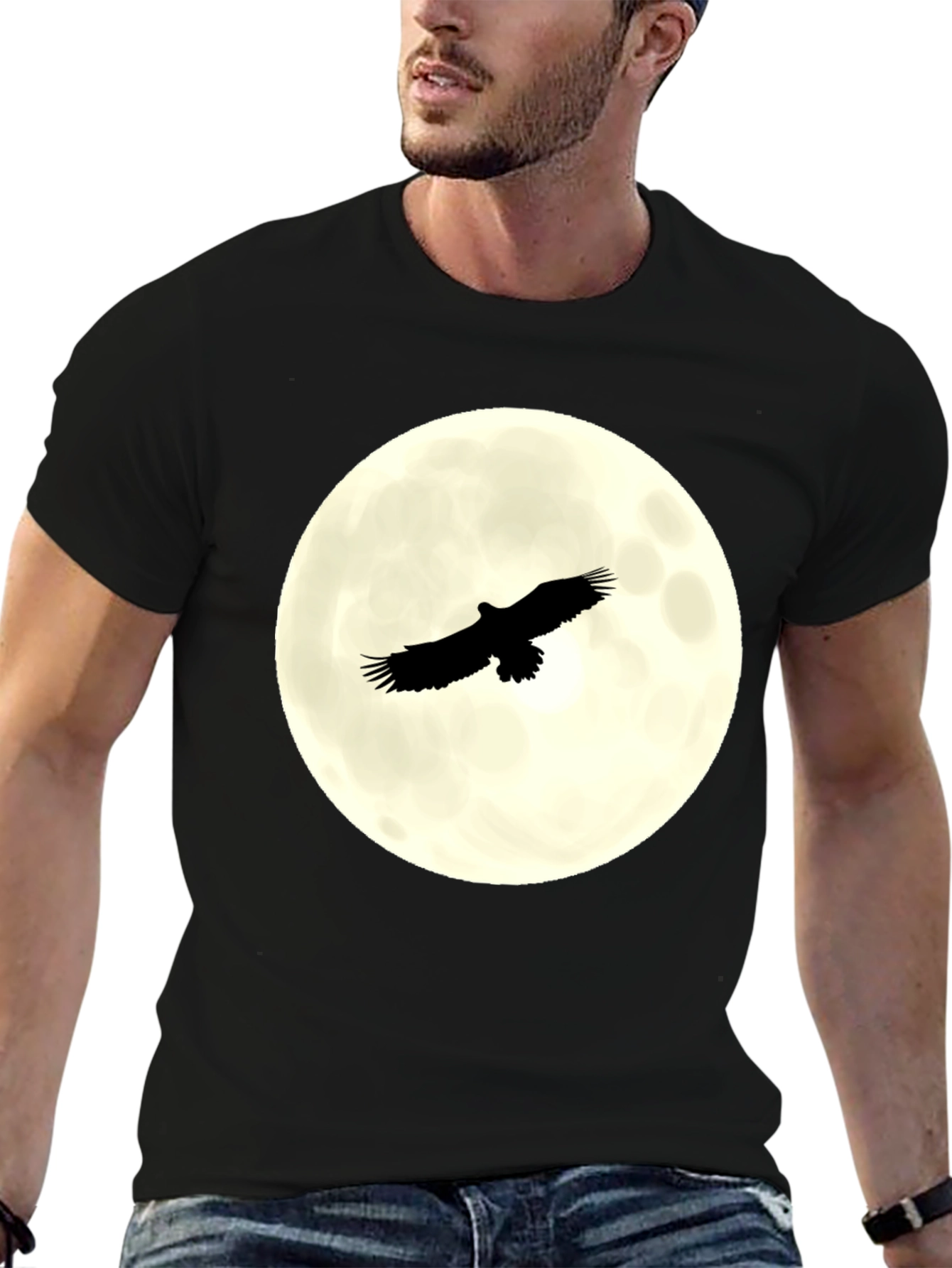 Eagle Moon Graphic T-Shirt - Black