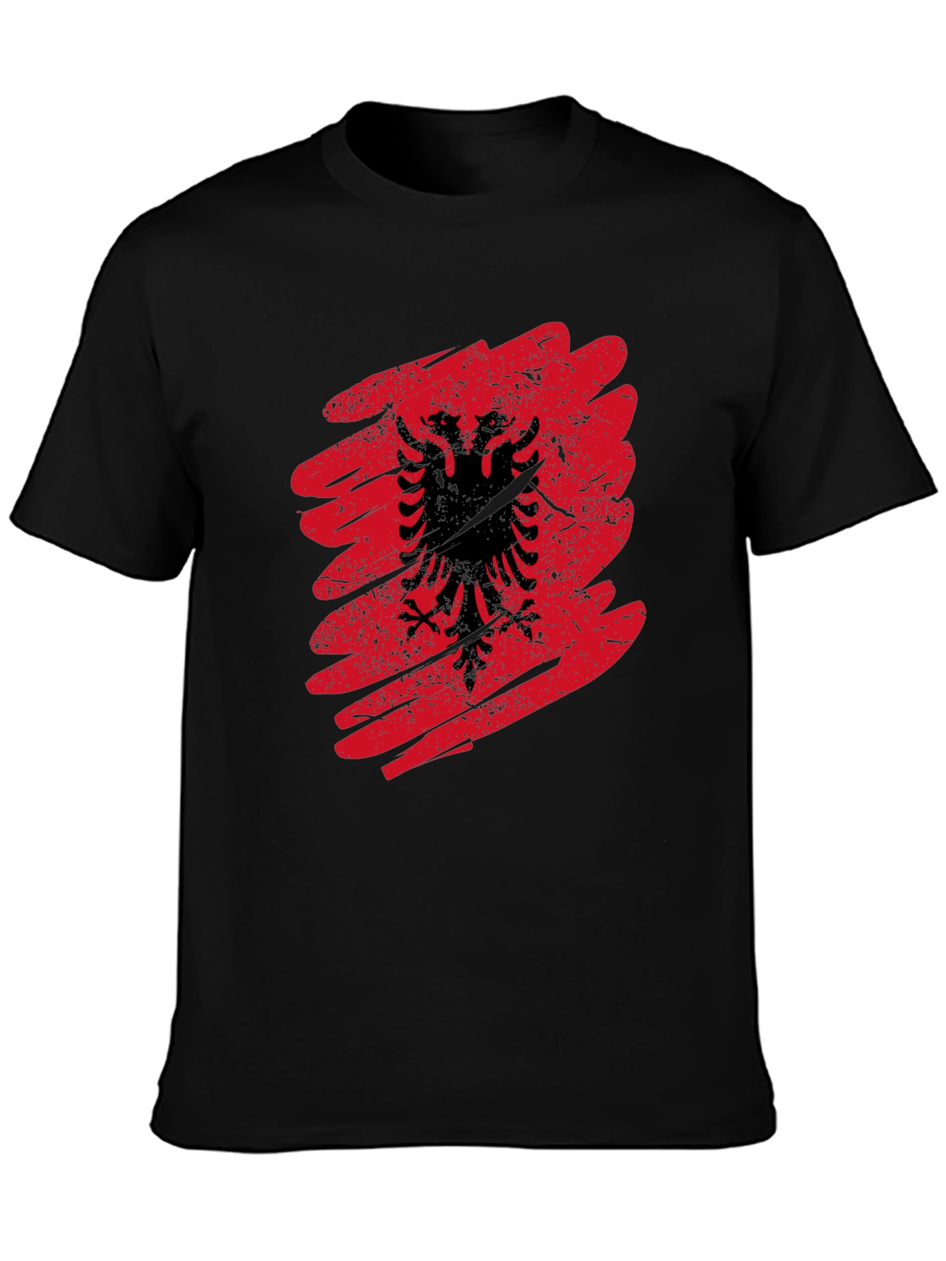 Albania Flag Graphic Tee - Mens Black T-Shirt