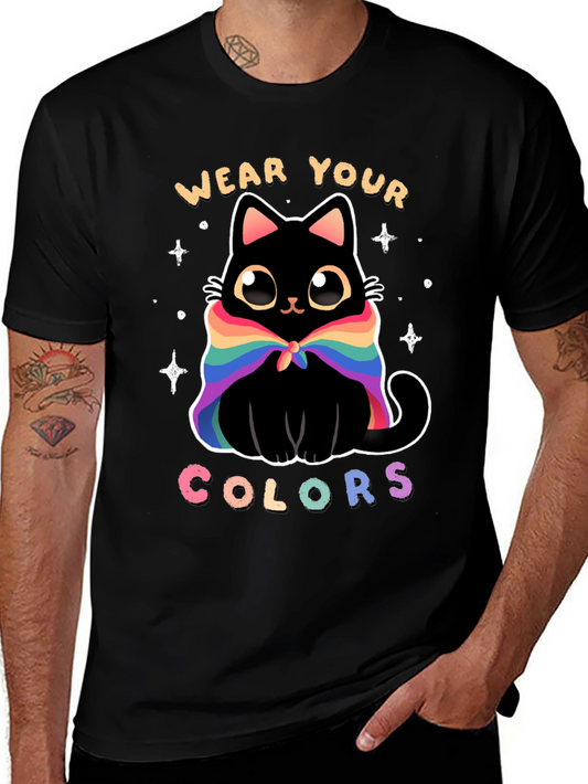Wear Your Colors Cat T-Shirt - Prideful Kitty Tee