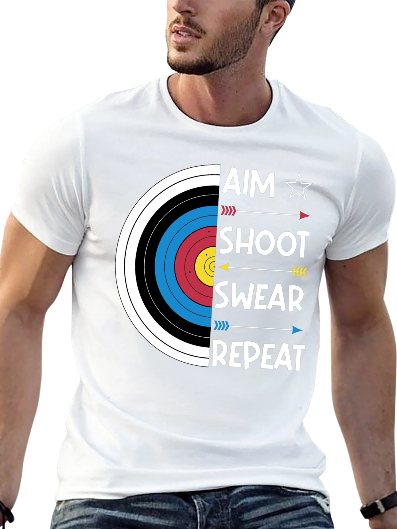 Archery Aim Shoot Swear Repeat T-Shirt