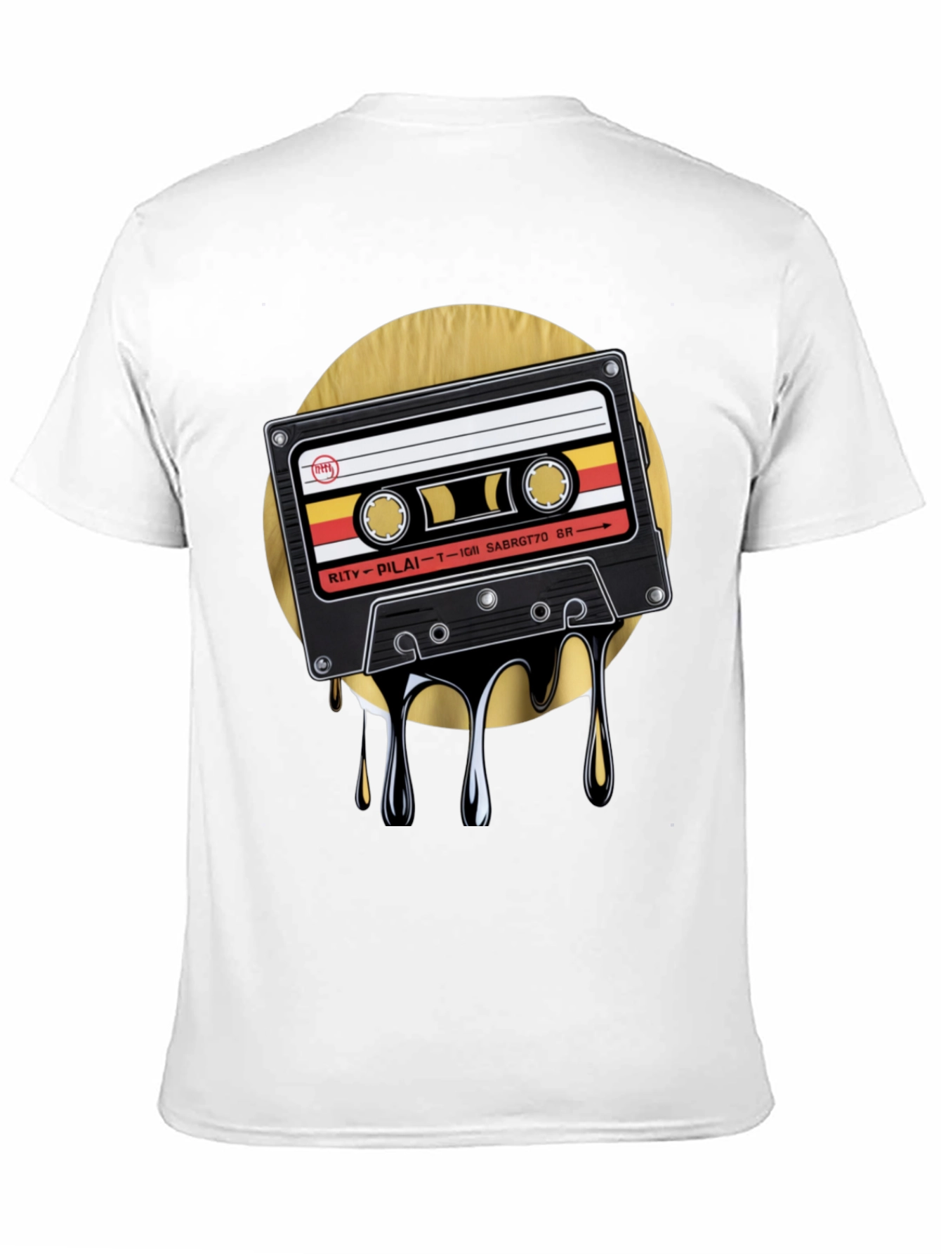 Retro Cassette Drip Graphic T-Shirt - Black