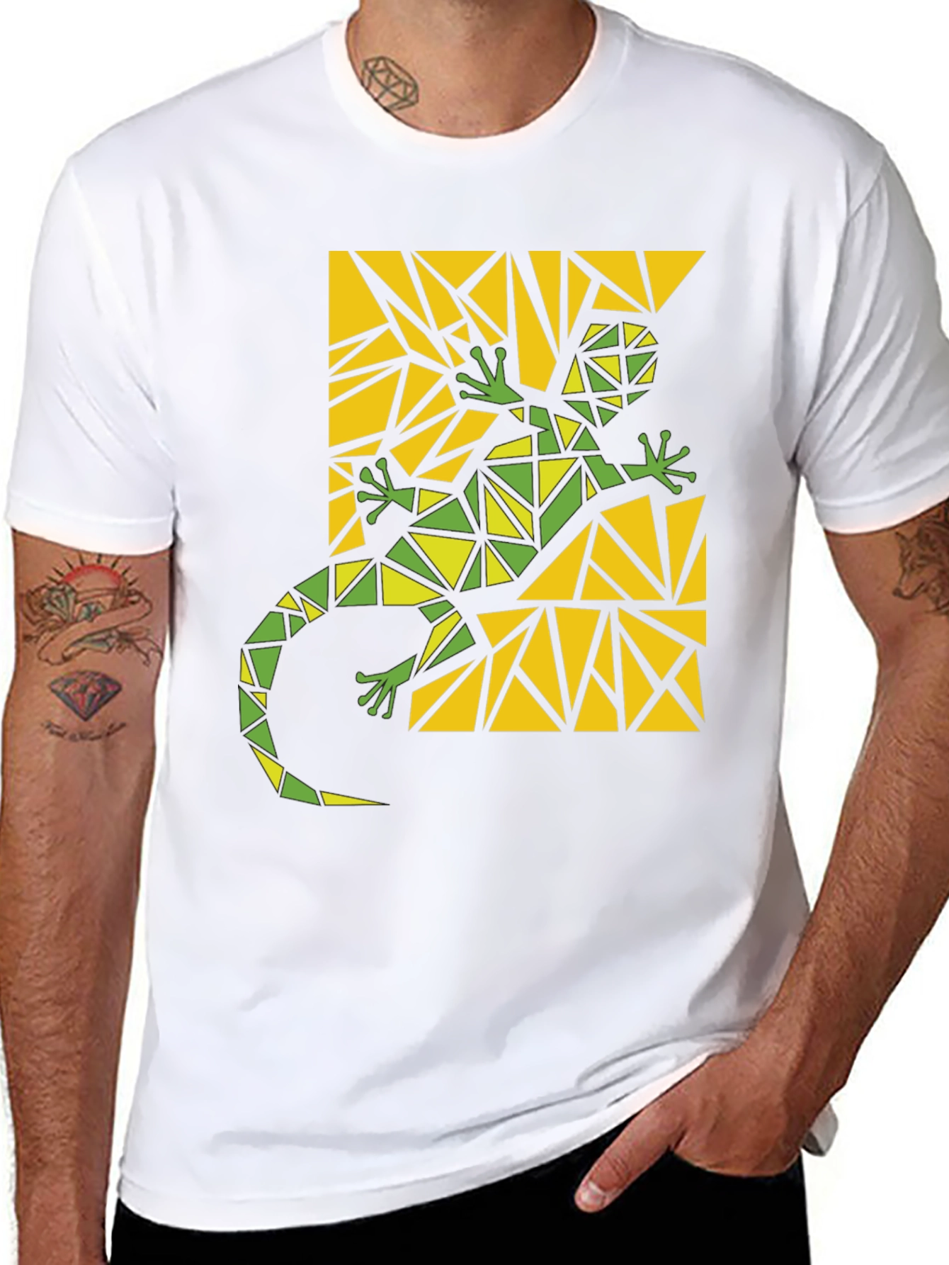 Geometric Lizard Graphic Tee - Modern Art T-Shirt