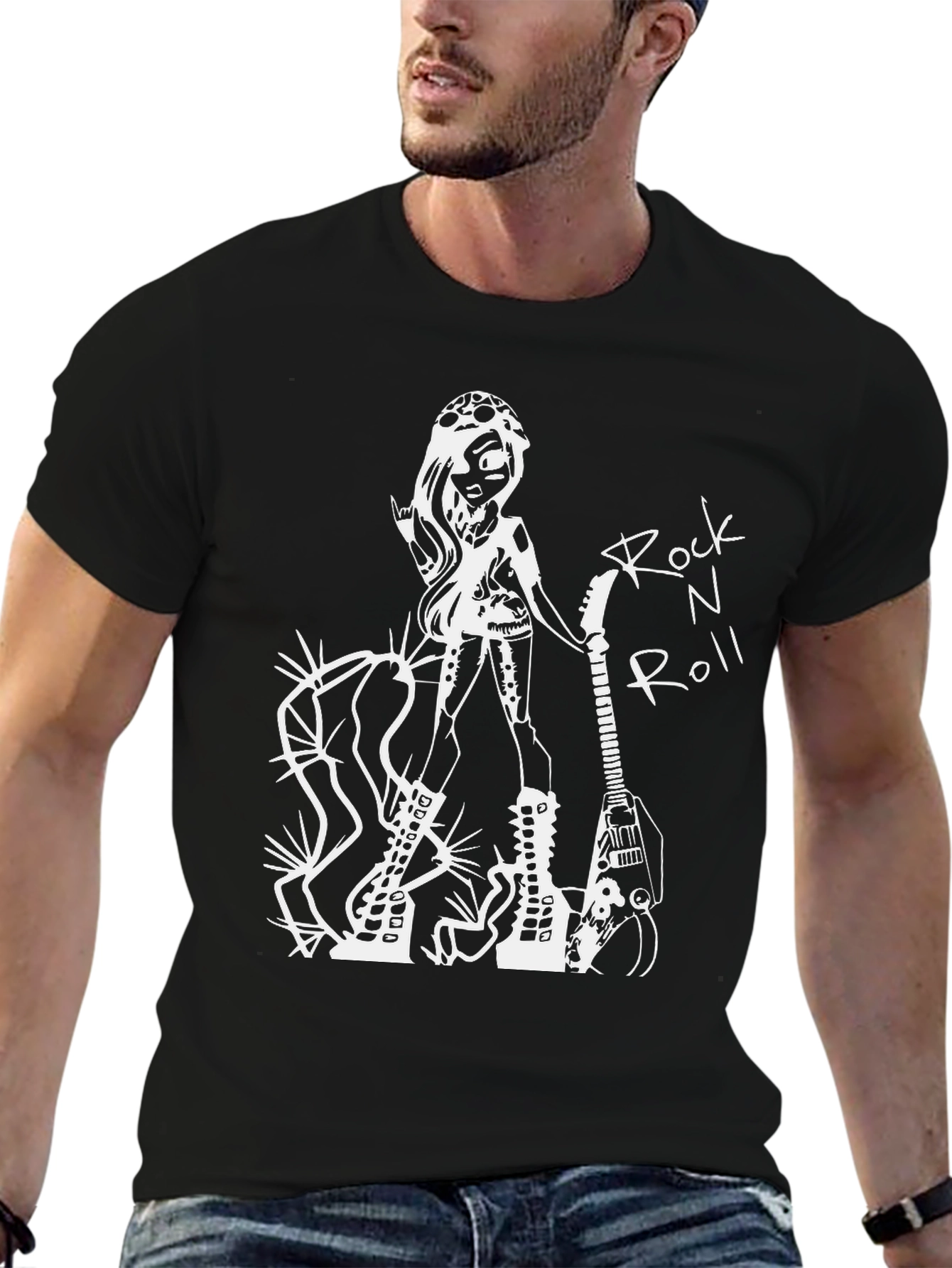 Rock N Roll Graphic T-Shirt - Black