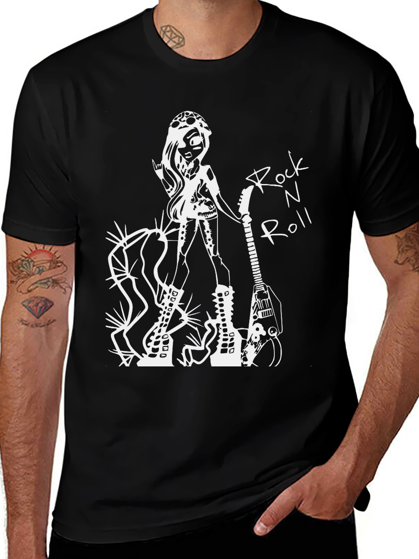 Rock N Roll Graphic T-Shirt - Black