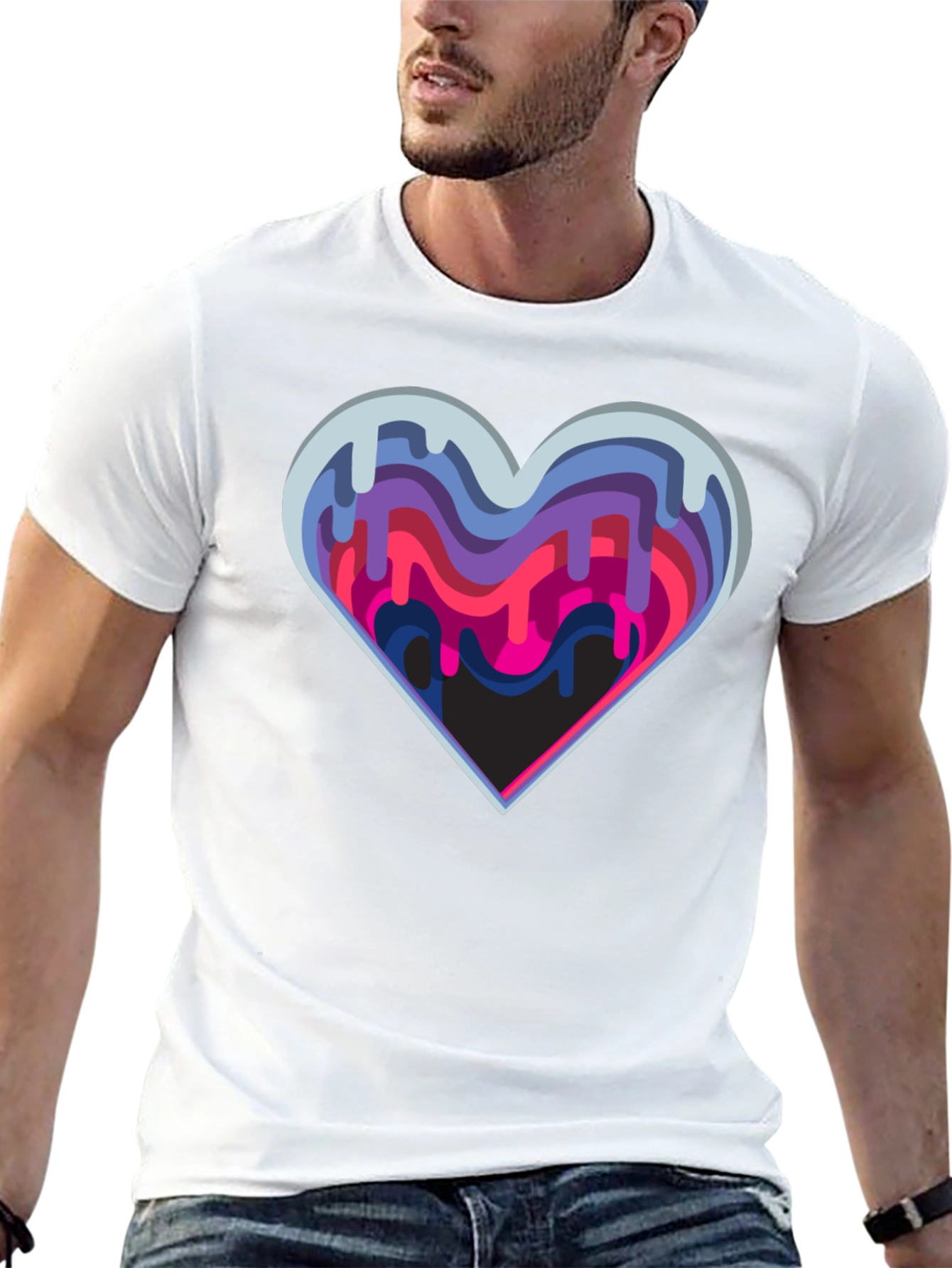 Abstract Drip Heart Graphic Tee - Stylish Modern Design