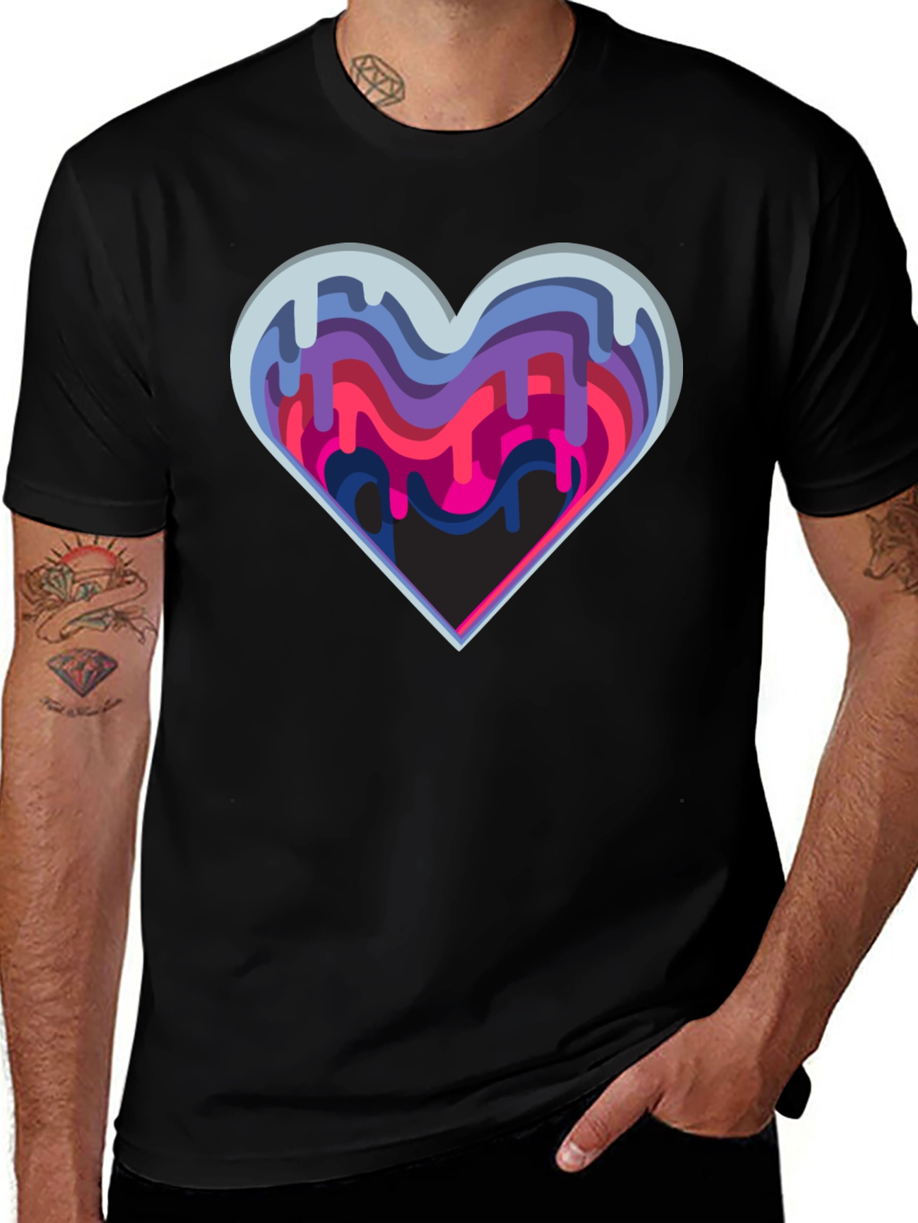 Abstract Drip Heart Graphic Tee - Stylish Modern Design
