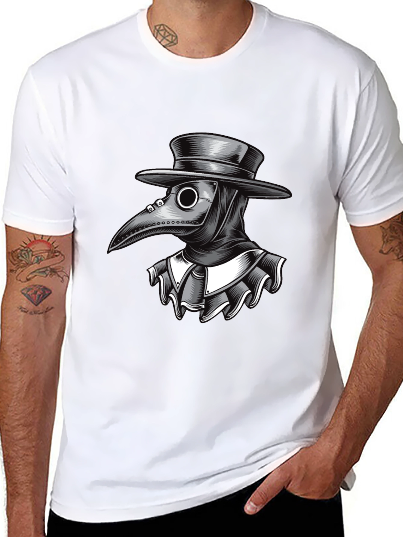 Plague Doctor Graphic Tee - Black Cotton T-Shirt