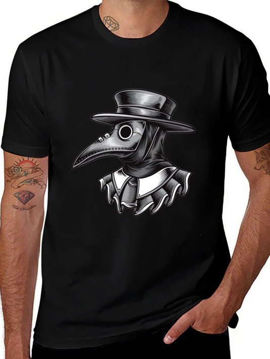 Plague Doctor Graphic Tee - Black Cotton T-Shirt